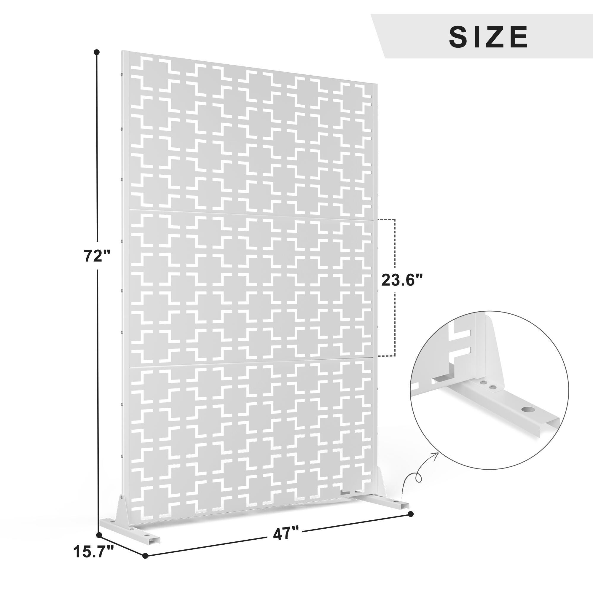 TranquilBreeze Square Outdoor Privacy Screen Garden Fence, White, large