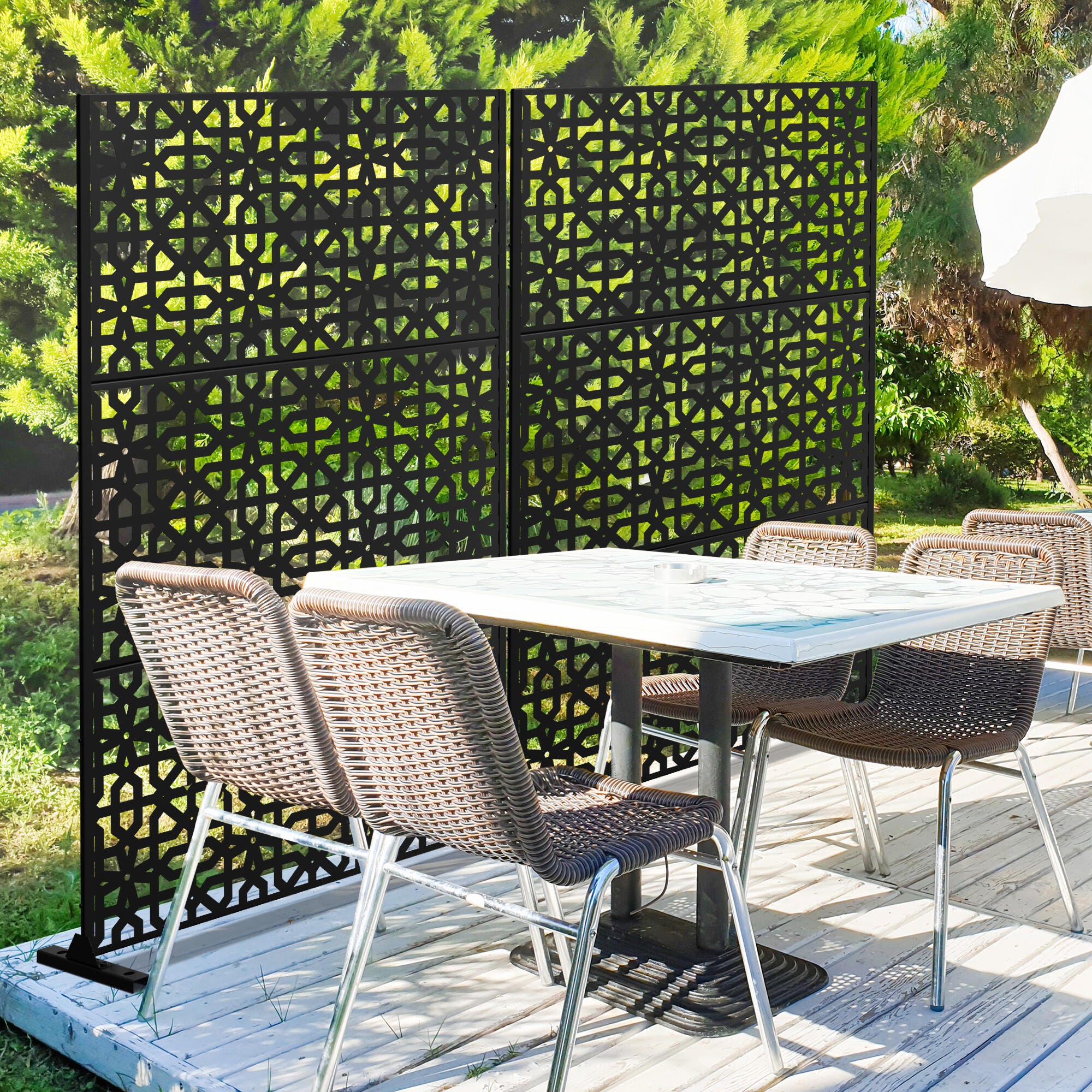 TranquilBreeze Perilla Outdoor  Privacy Screen Garden Fence, Black, large
