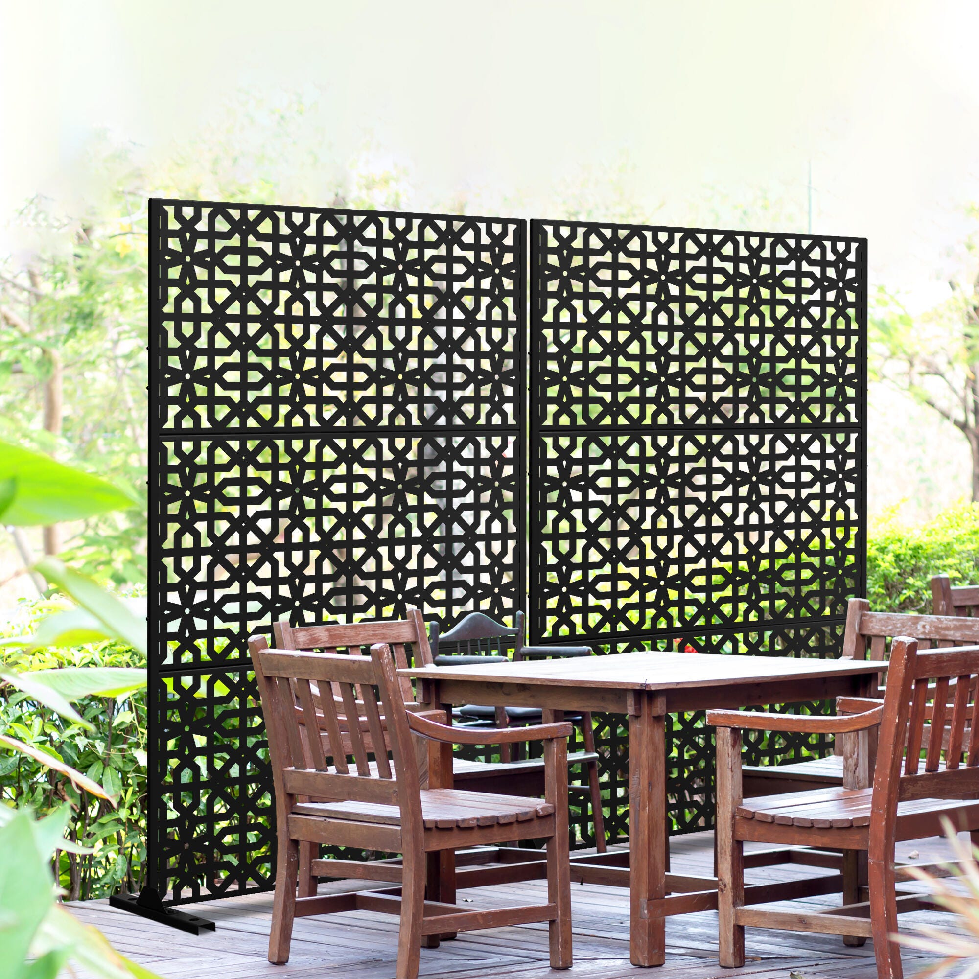 TranquilBreeze Perilla Outdoor  Privacy Screen Garden Fence, Black, large