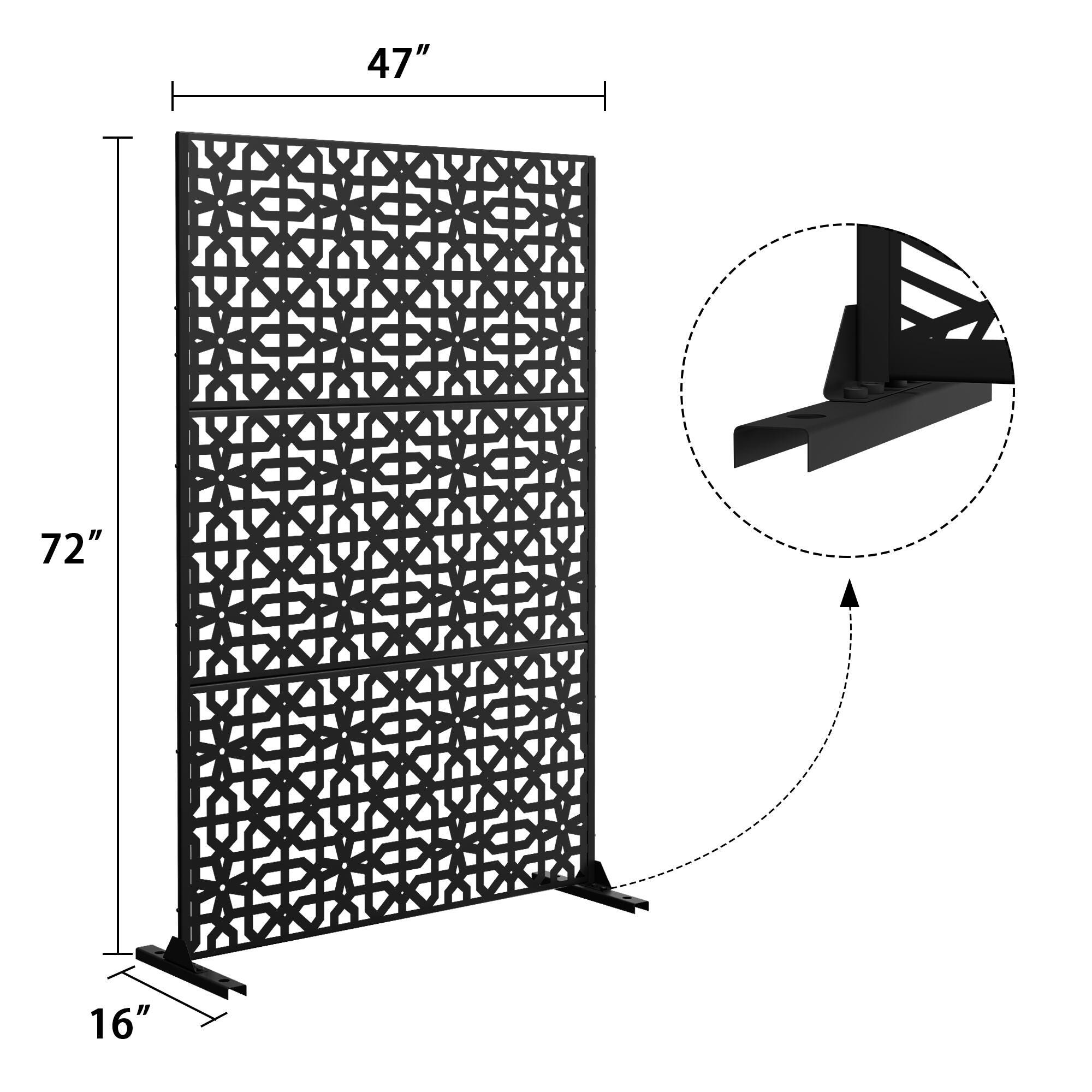 TranquilBreeze Perilla Outdoor  Privacy Screen Garden Fence, Black, large