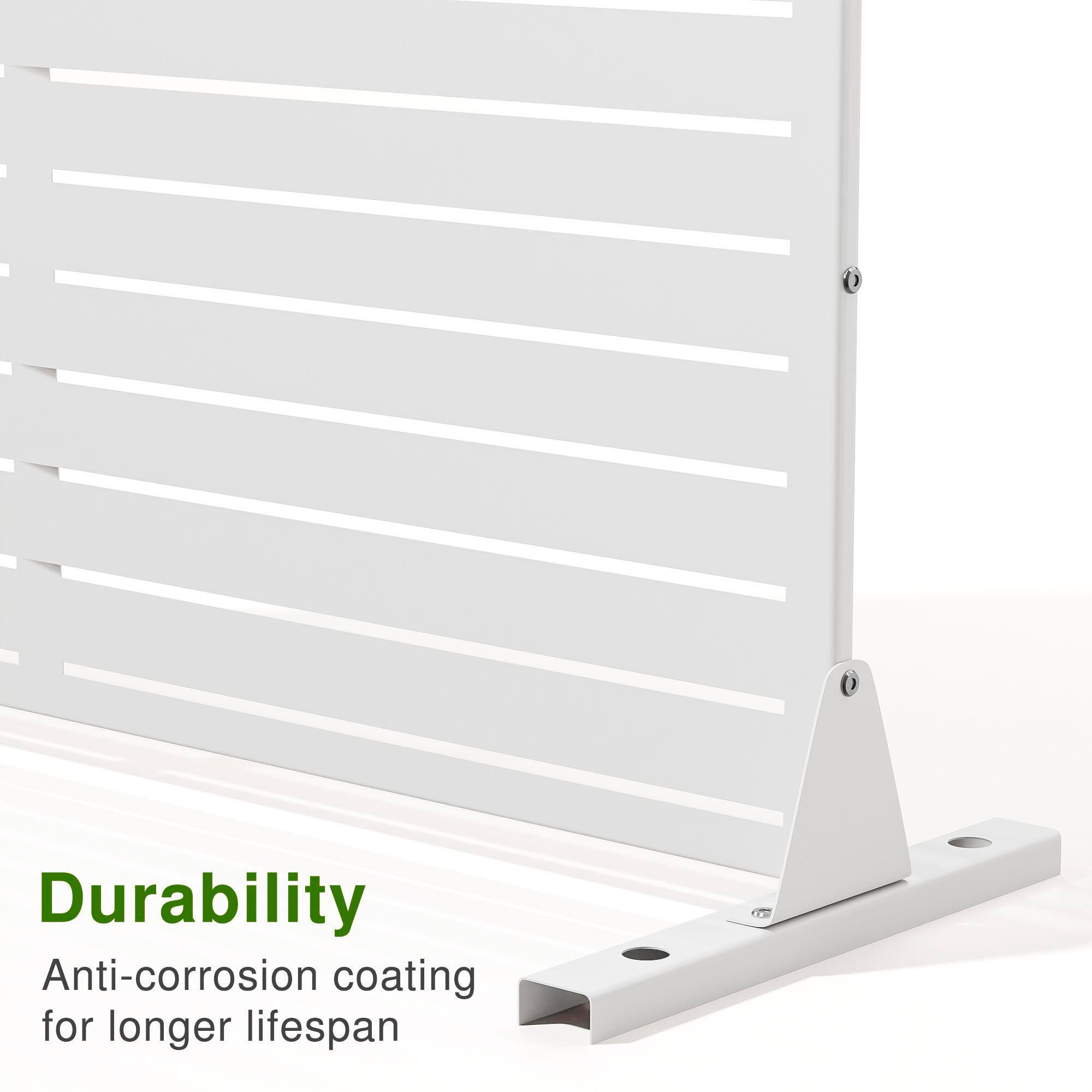 TranquilBreeze Louver Outdoor Privacy Screen Garden Fence, White, large
