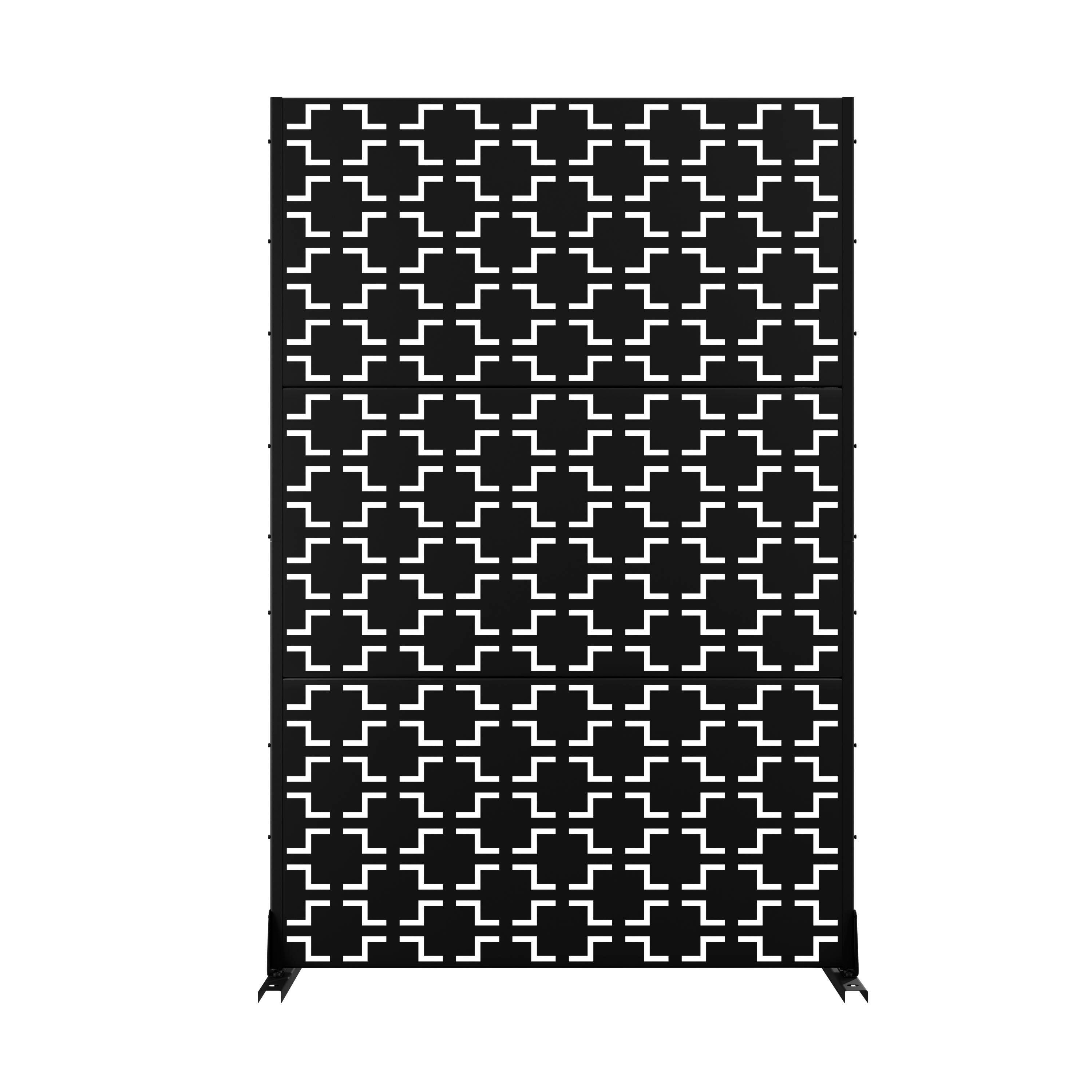TranquilBreeze Square Outdoor Privacy Screen Garden Fence, Black, large