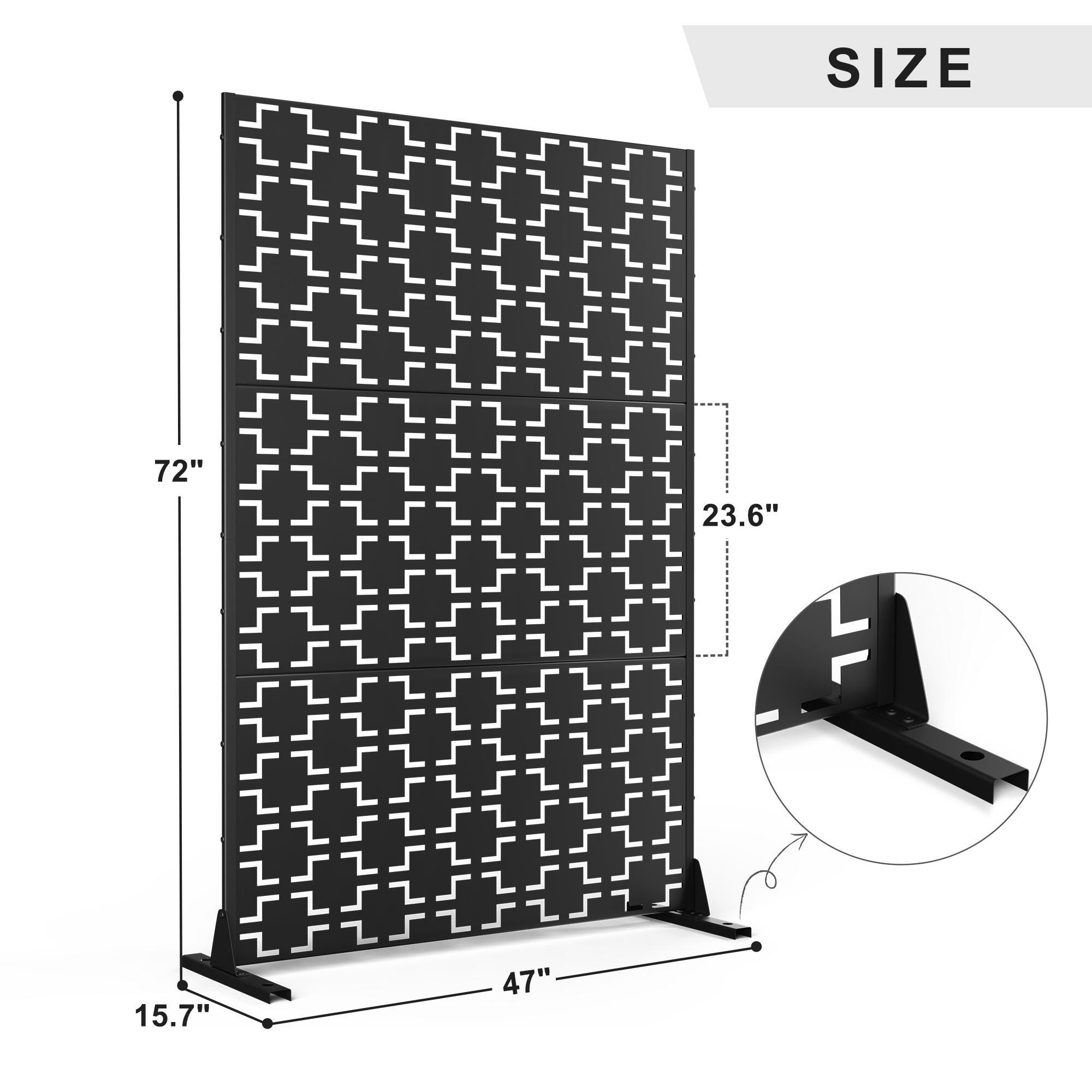 TranquilBreeze Square Outdoor Privacy Screen Garden Fence, Black, large