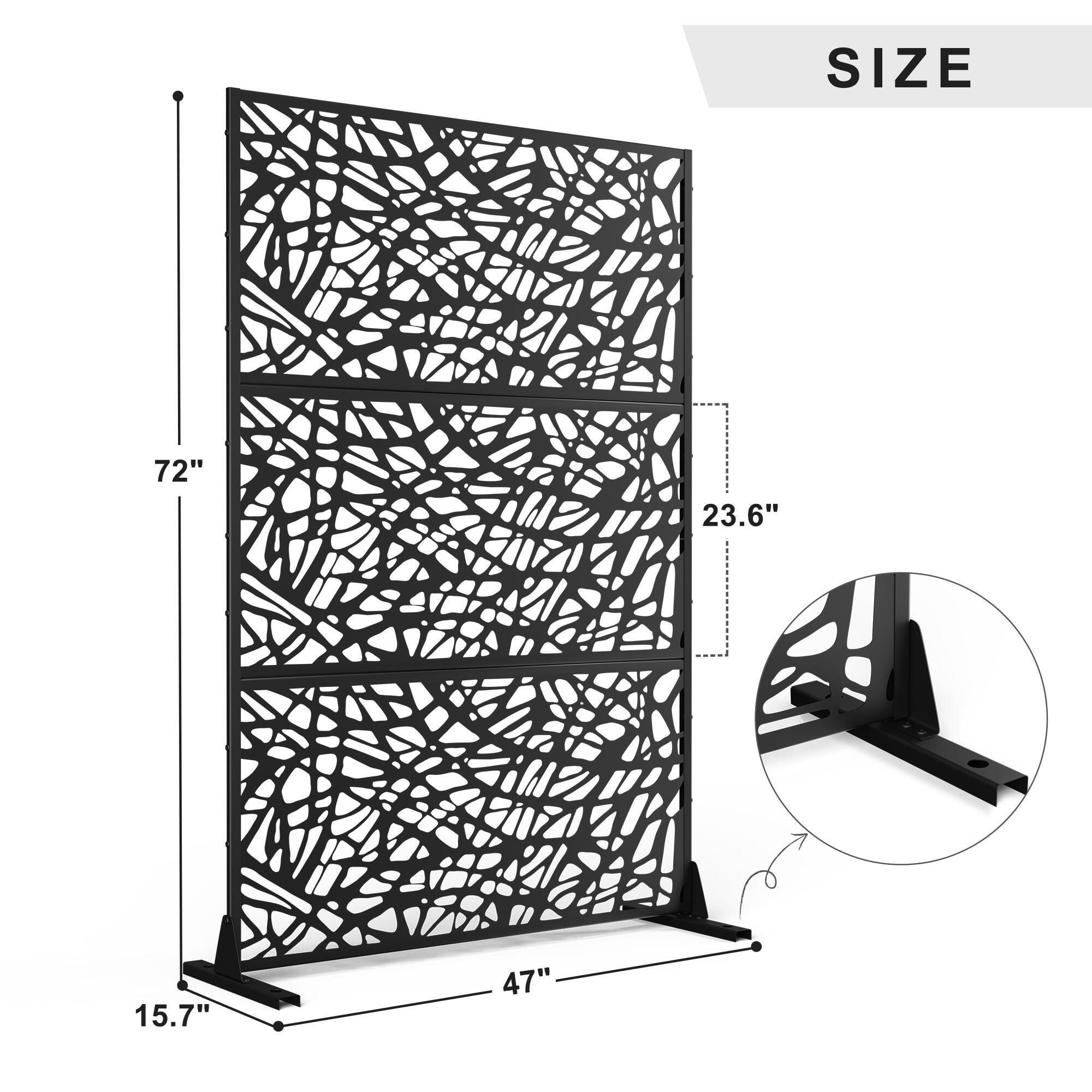 TranquilBreeze Web Outdoor Privacy Screen Garden Fence, Black, large