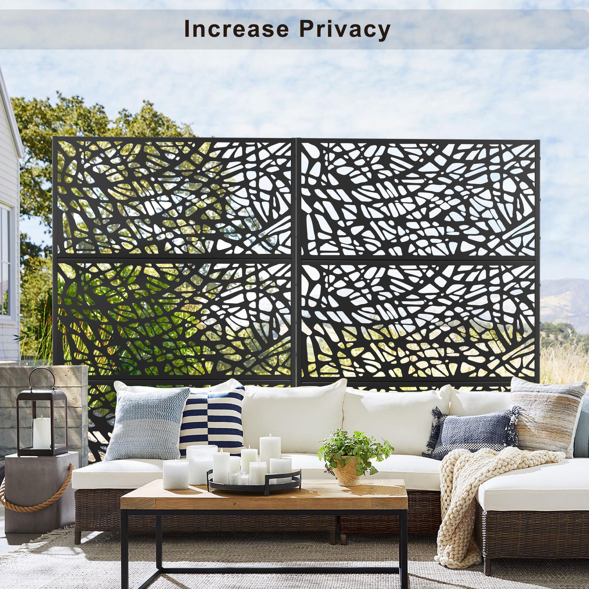 TranquilBreeze Web Outdoor Privacy Screen Garden Fence, Black, large