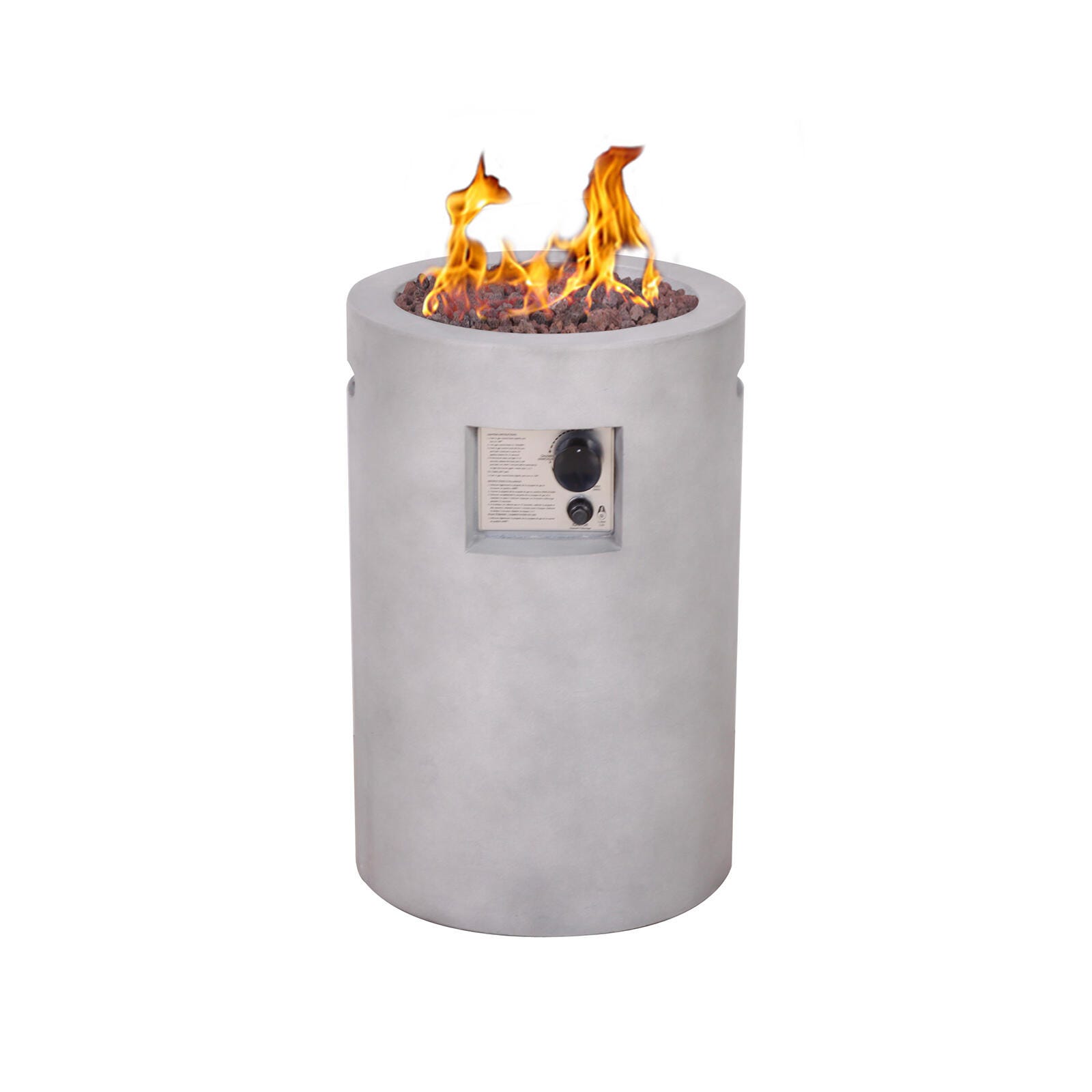 AFTERGLOW TerraFab Round Propane Fire Column with Lava Rocks, , large