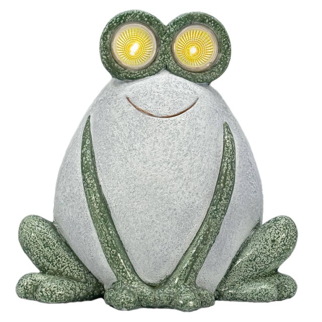 Galt International 13" Frog Garden Statue with LED Solar Eyes