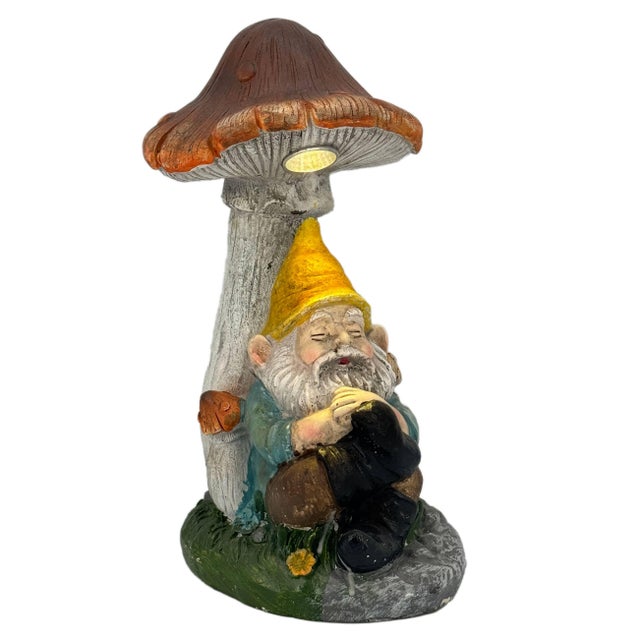 Galt International Napping Gnome Solar LED Statue