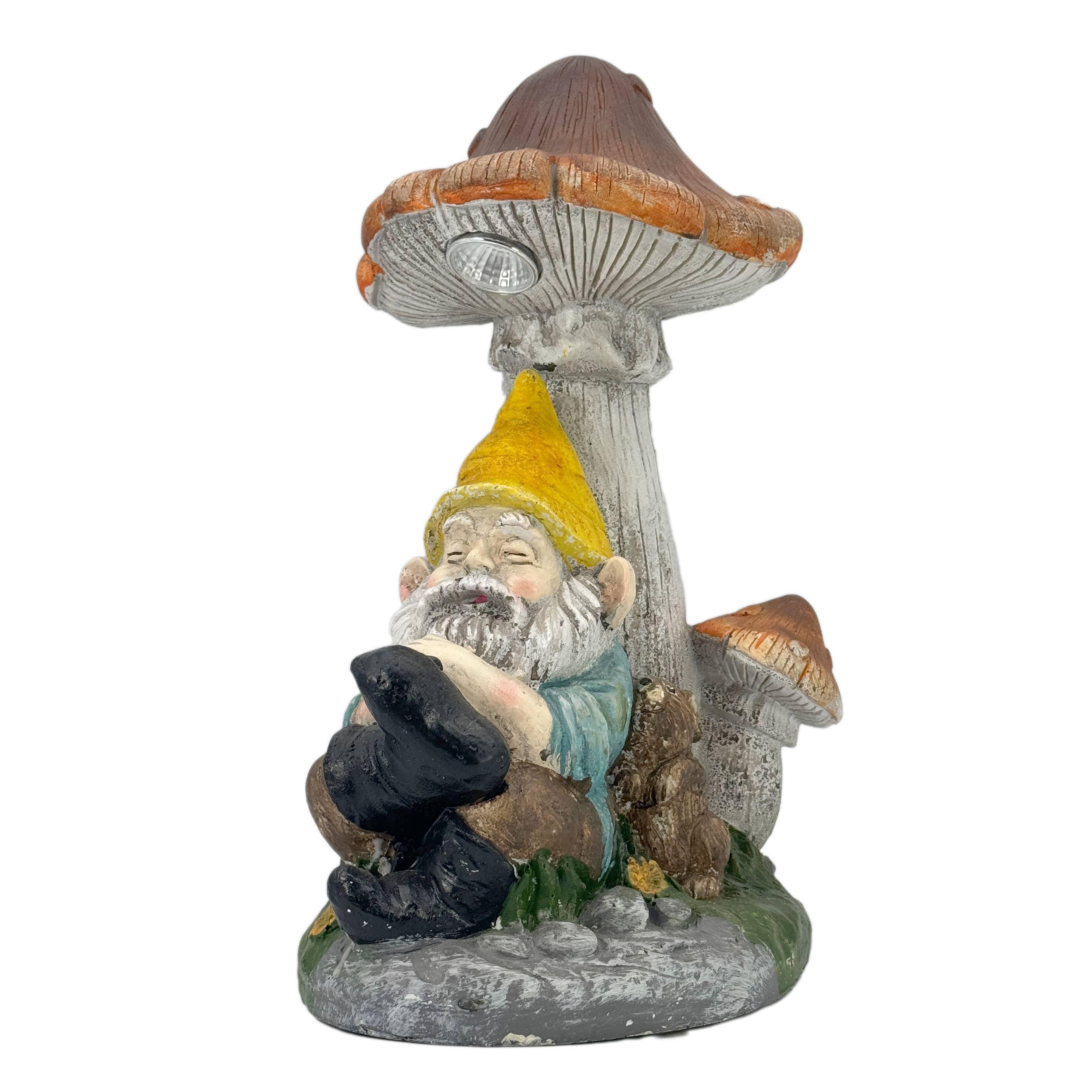 Galt International Napping Gnome Solar LED Statue, , large