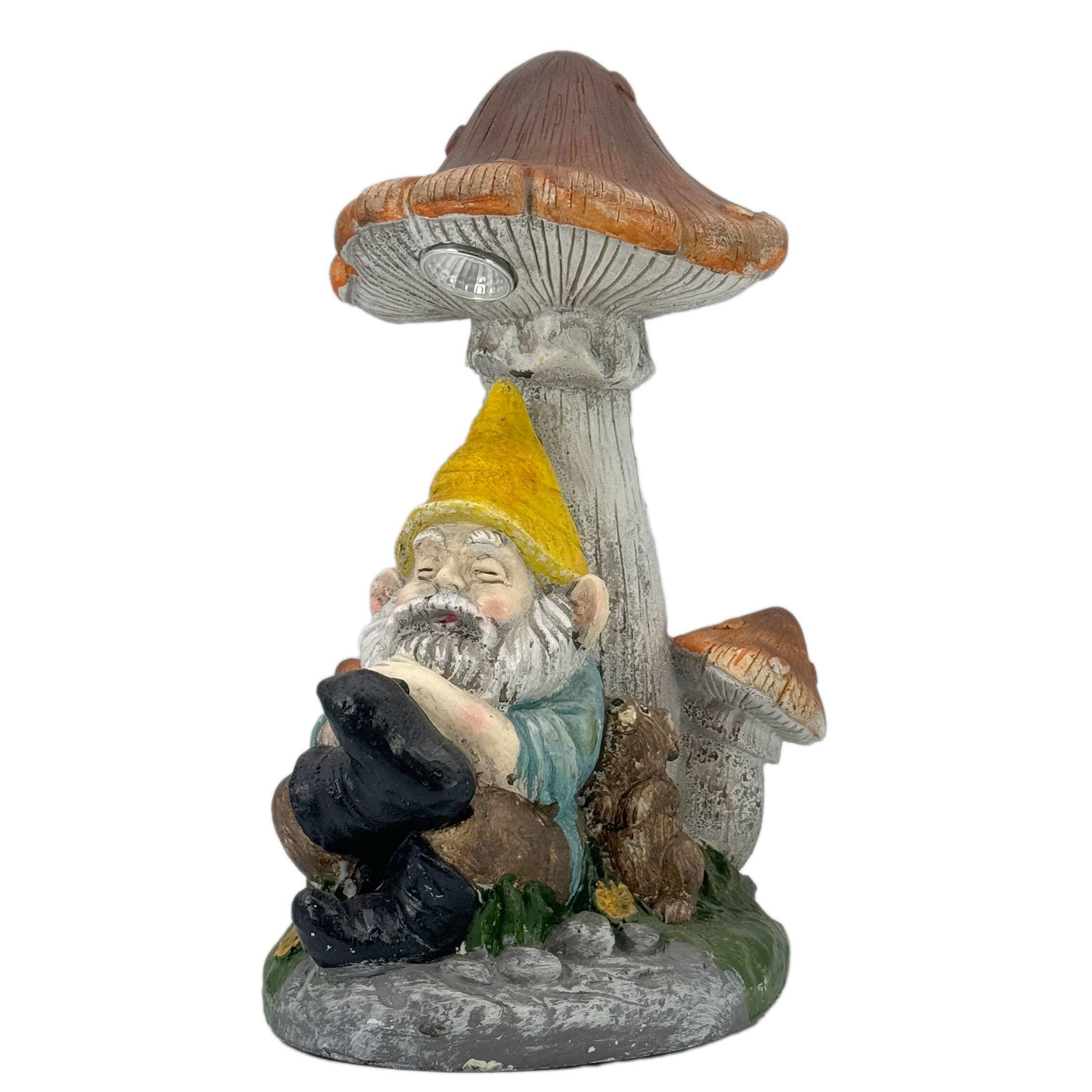 Galt International Napping Gnome Solar LED Statue, , large