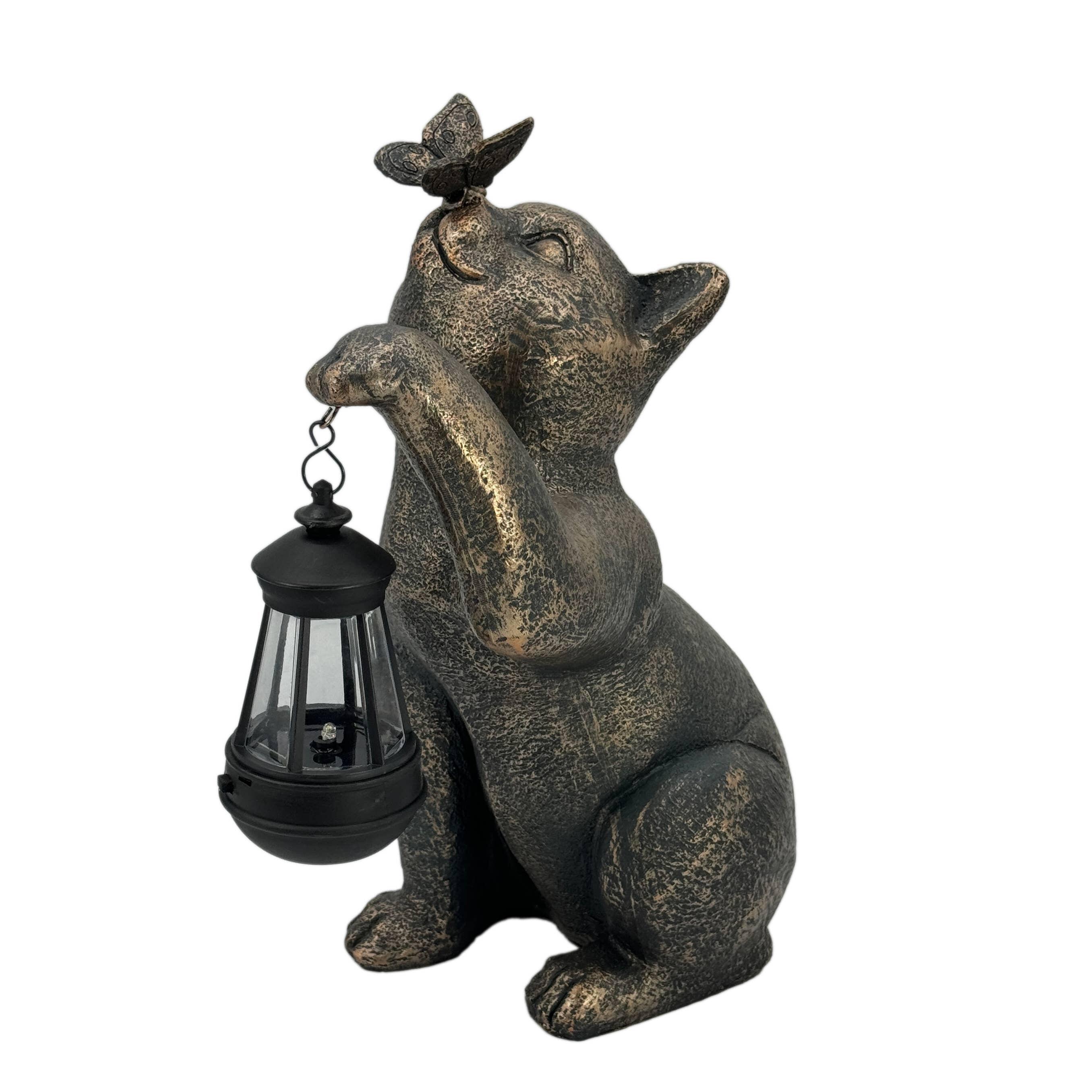 Galt International Solar LED Lantern Cat Statue, , large