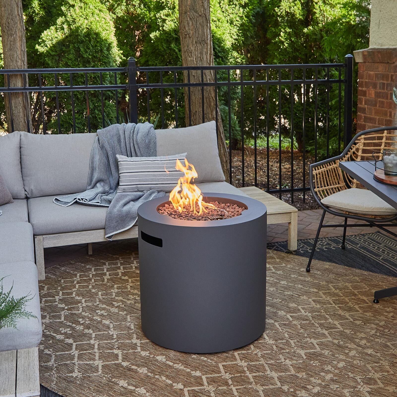 Real Flame Hephaestus Propane Fire Pit, Weathered Slate, large