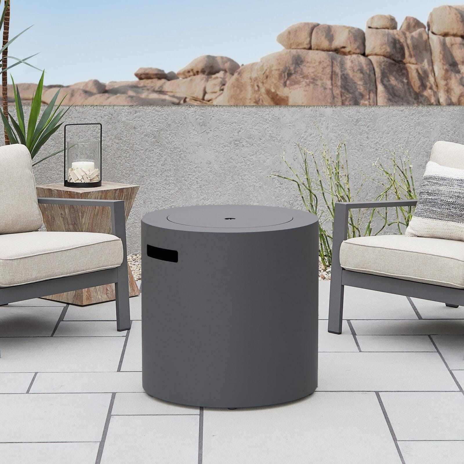 Real Flame Hephaestus Propane Fire Pit, Weathered Slate, large