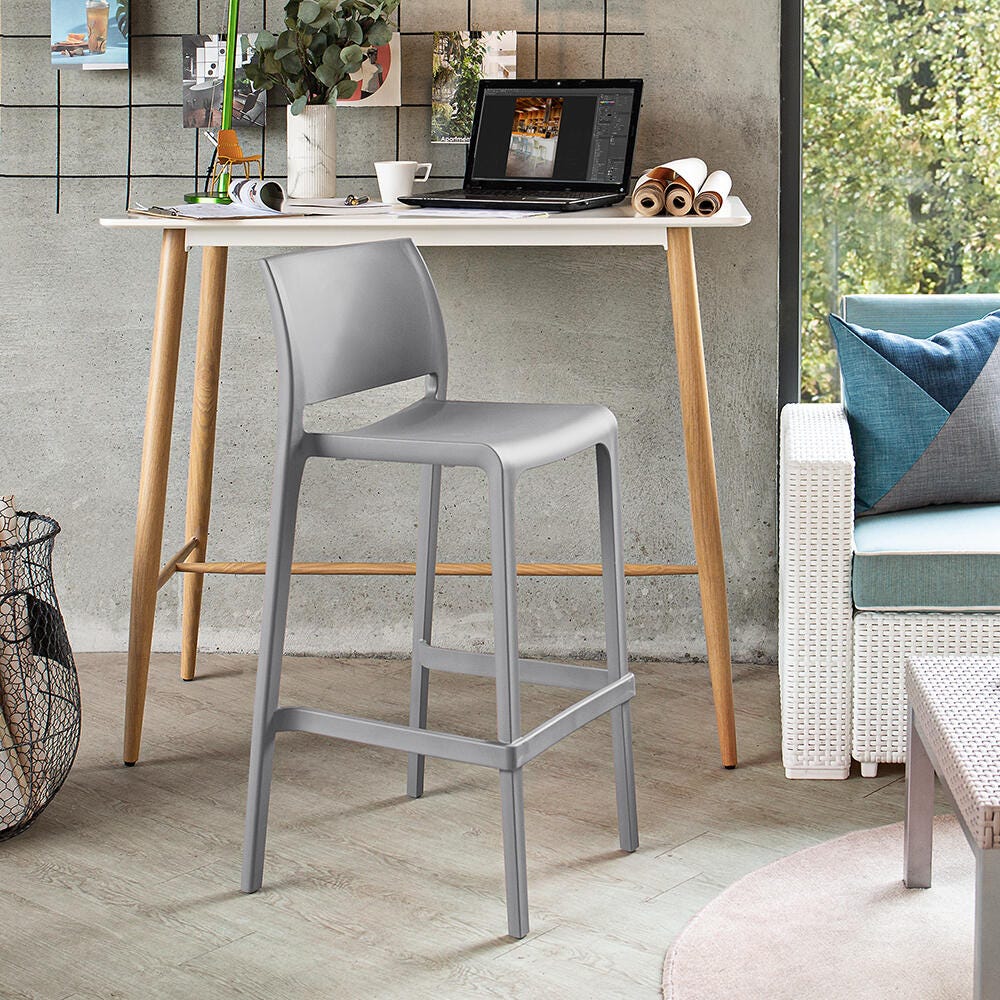 Sensilla Bar Stool (Set of 2), Gray, large
