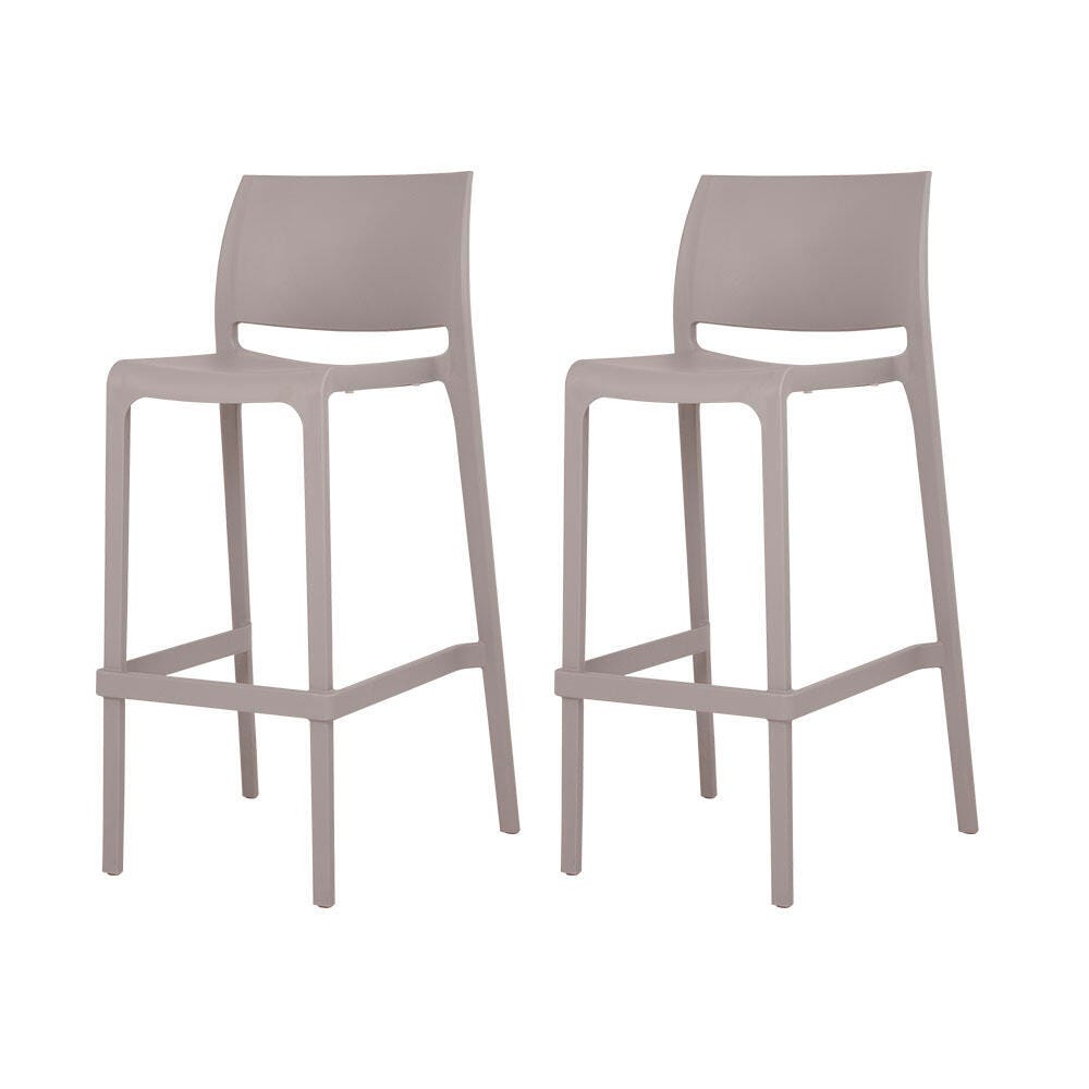 Sensilla Bar Stool (Set of 2), Taupe, large