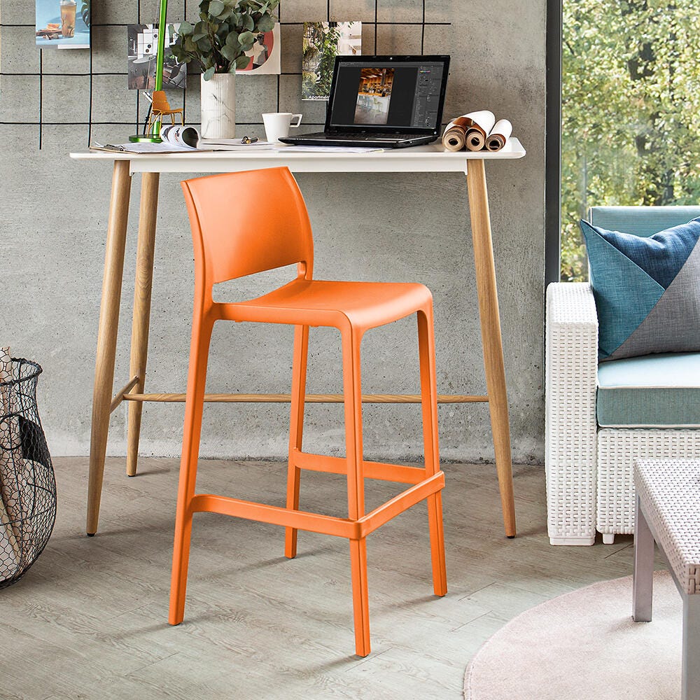Sensilla Bar Stool (Set of 2), Orange, large