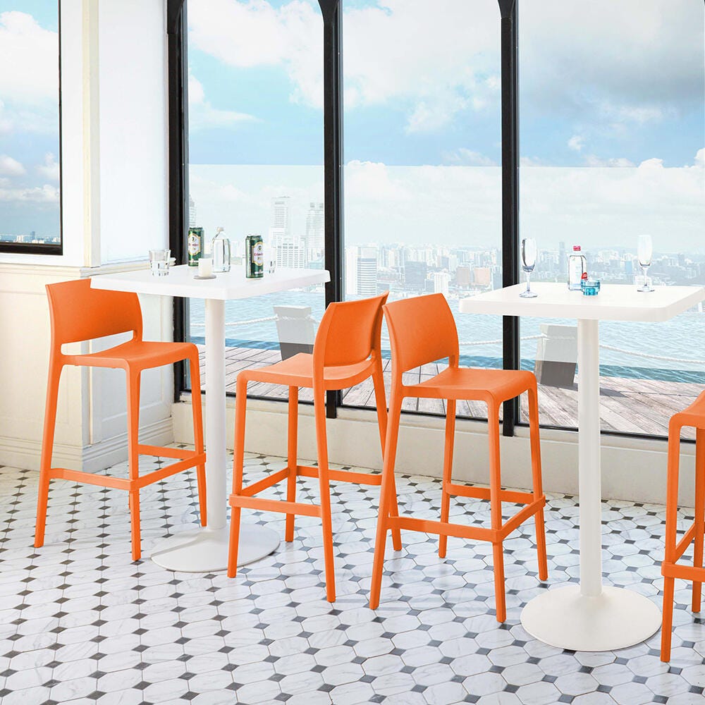 Sensilla Bar Stool (Set of 2), Orange, large