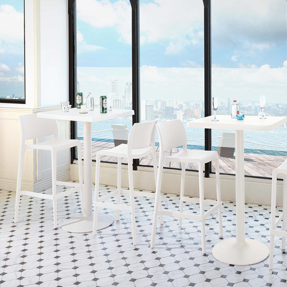 Sensilla Bar Stool (Set of 2), White, large
