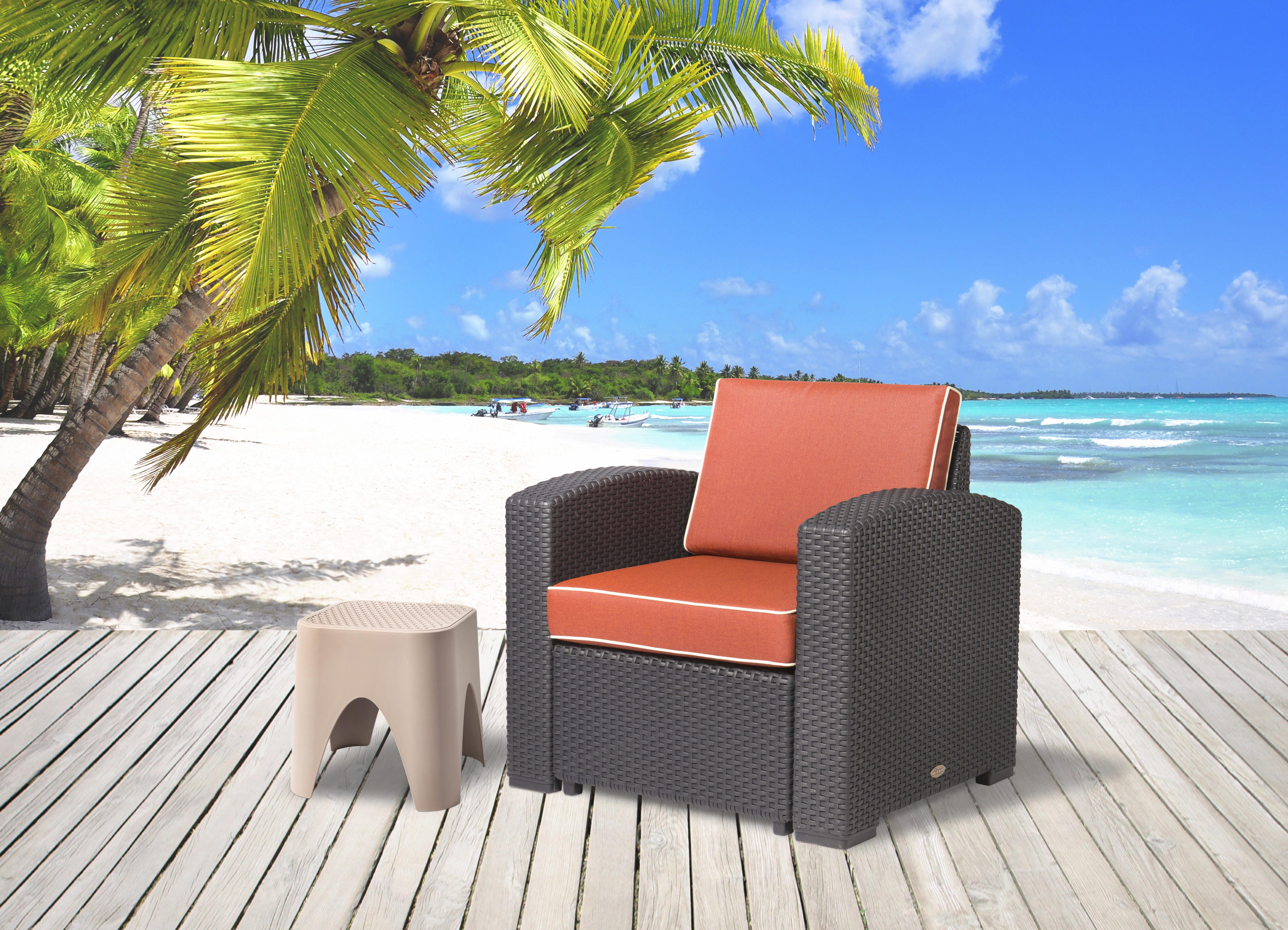 Magnolia Outdoor Lounge Chair, Black, rollover