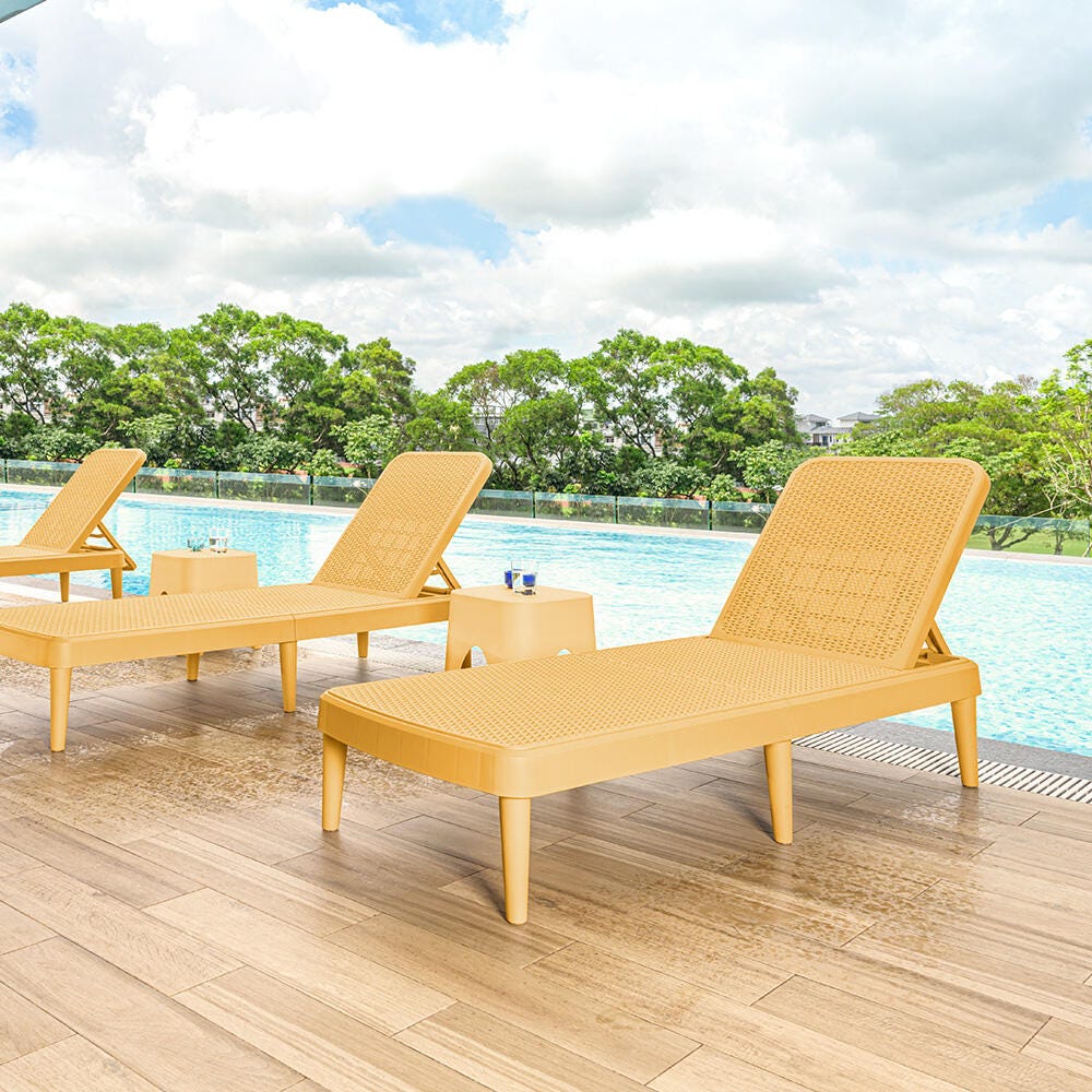 Tahiti Outdoor Chaise Lounge, Gold, large