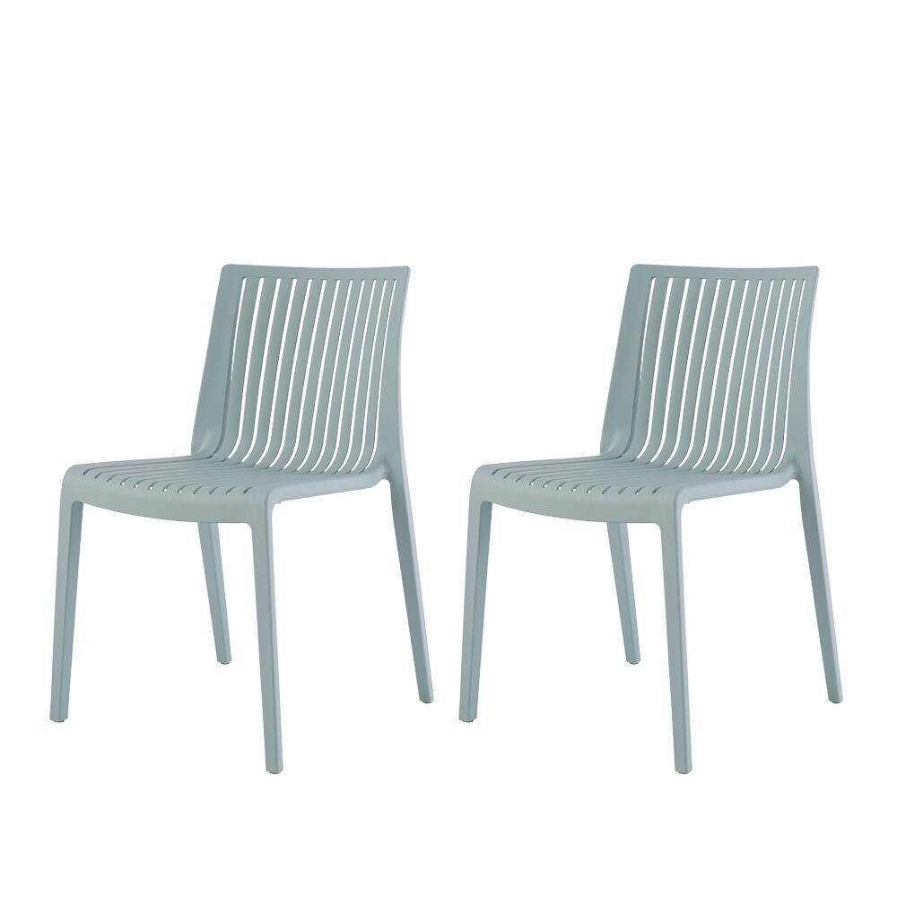 Milos Outdoor Stackable Dining Chair (Set of 2), Baby Blue, large