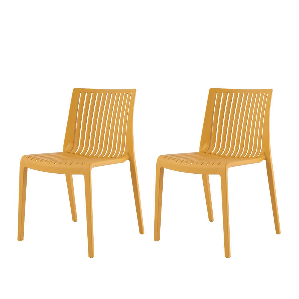 Milos Outdoor Stackable Dining Chair (Set of 2), Gold, large