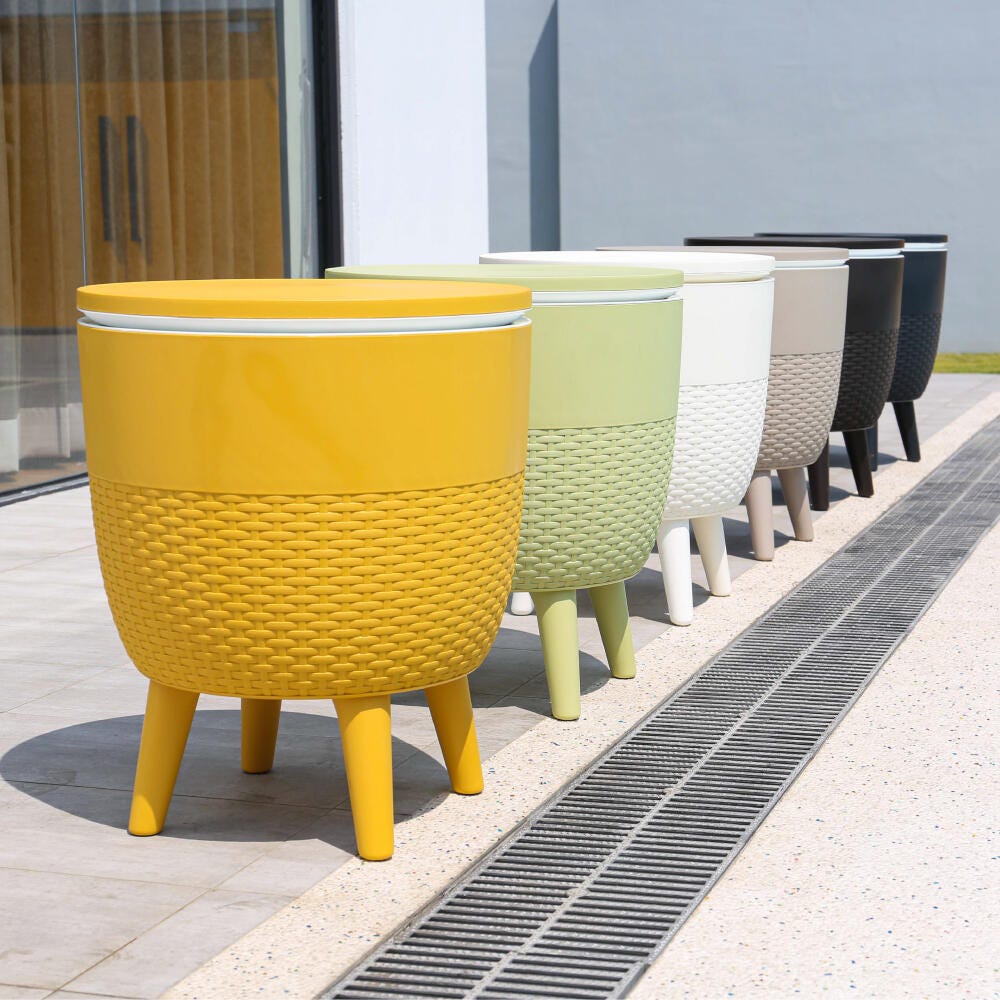 Cancun 2-in-1 Outdoor Cooler Side Table, Gold, large