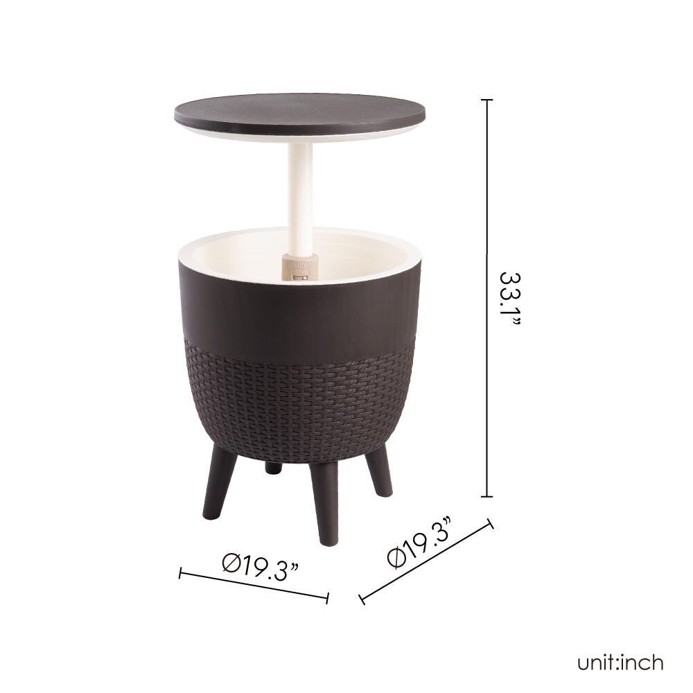 Cancun 2-in-1 Outdoor Cooler Side Table, Brown, large