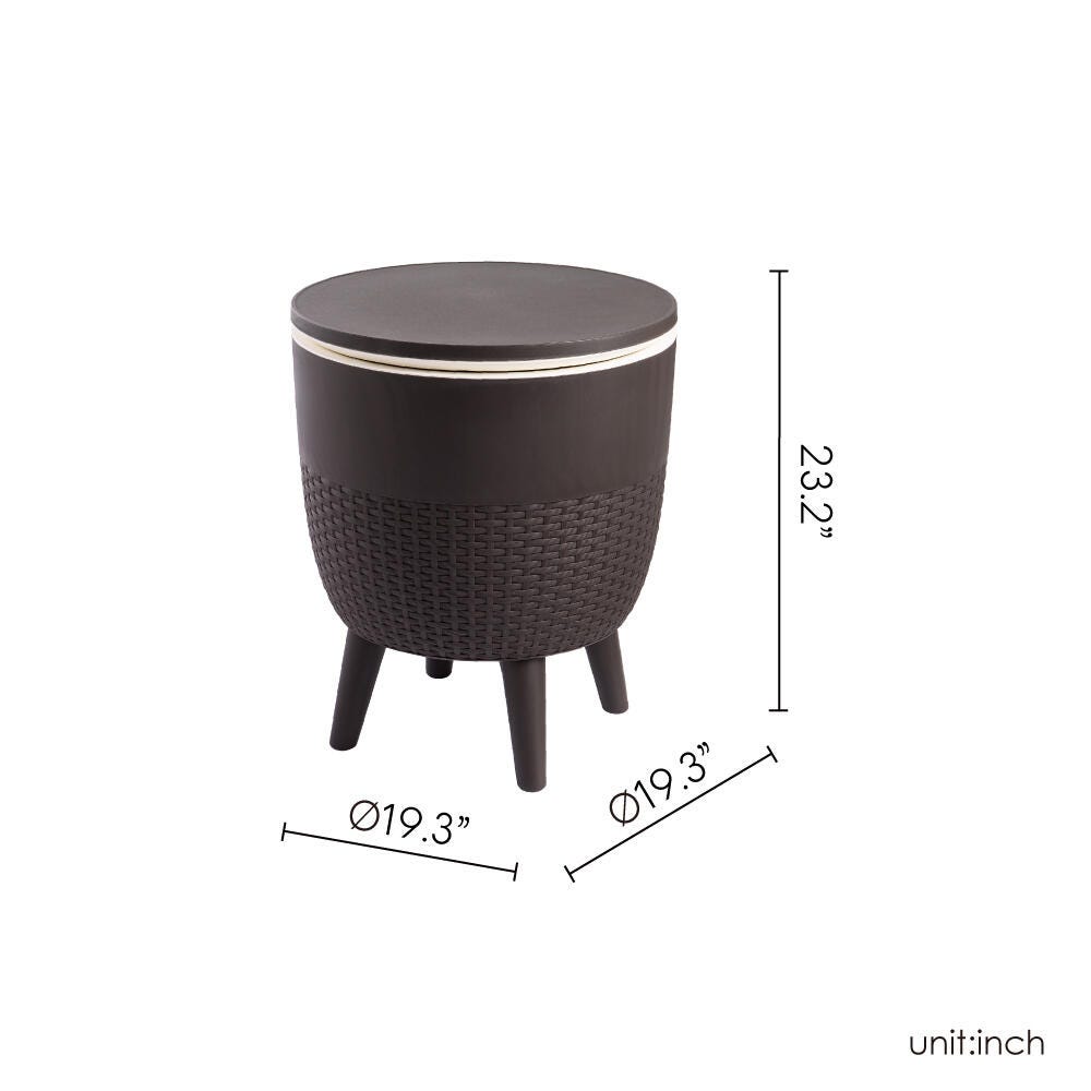 Cancun 2-in-1 Outdoor Cooler Side Table, Brown, large