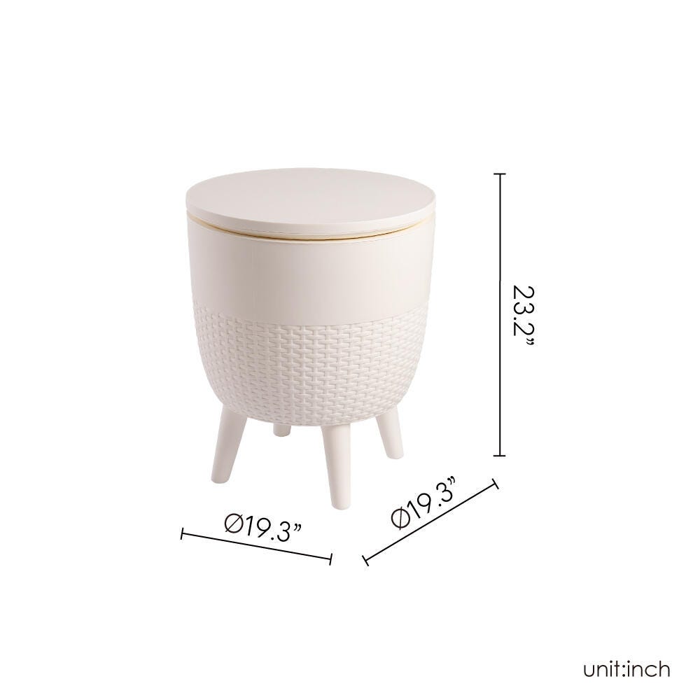 Cancun 2-in-1 Outdoor Cooler Side Table, White, large
