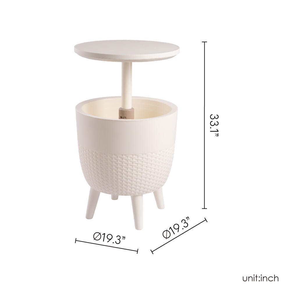 Cancun 2-in-1 Outdoor Cooler Side Table, White, large