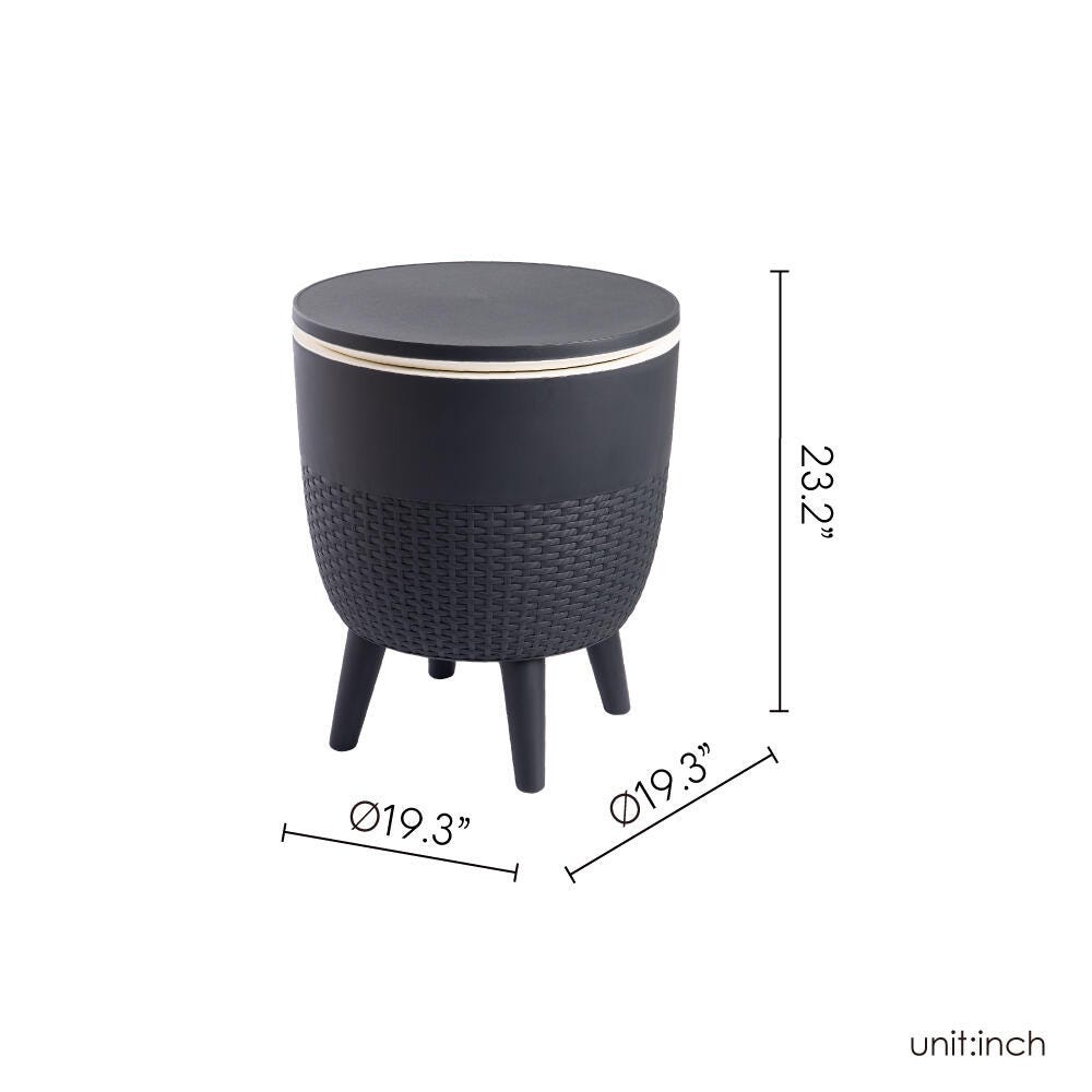 Cancun 2-in-1 Outdoor Cooler Side Table, Black, large
