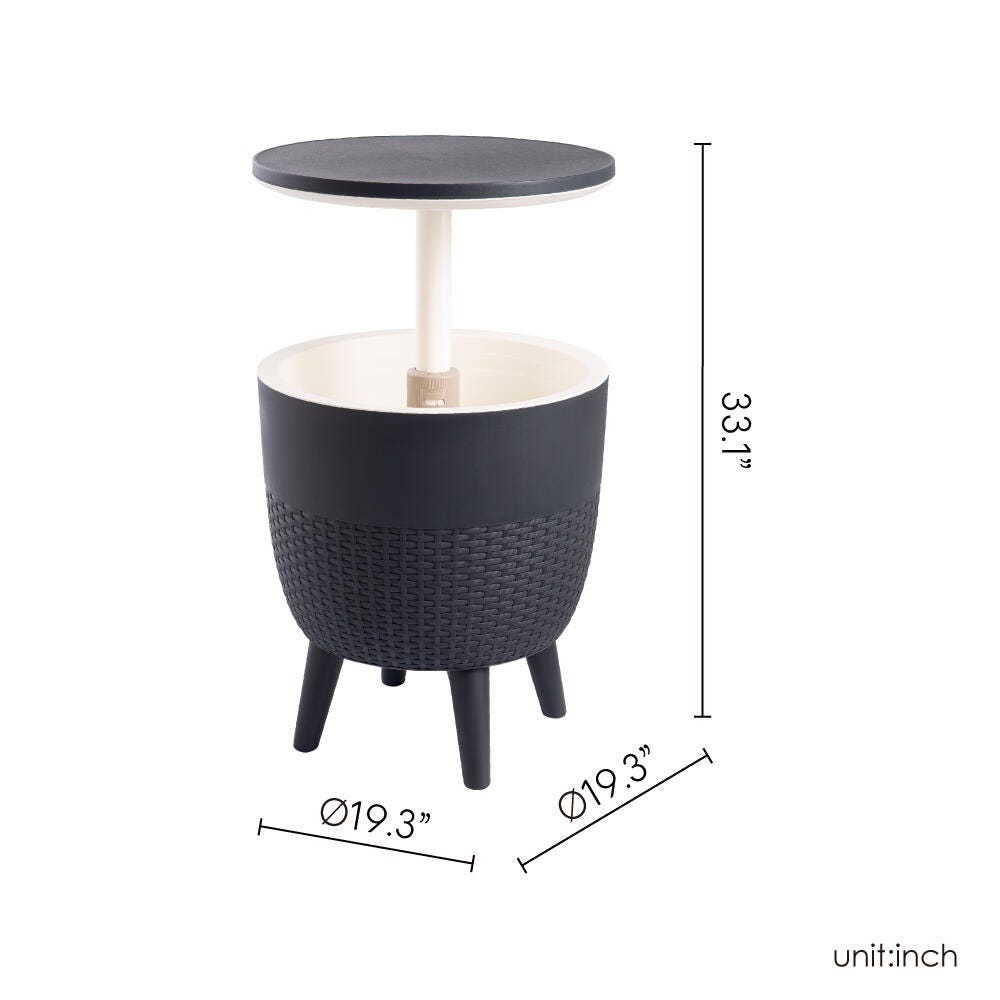 Cancun 2-in-1 Outdoor Cooler Side Table, Black, large