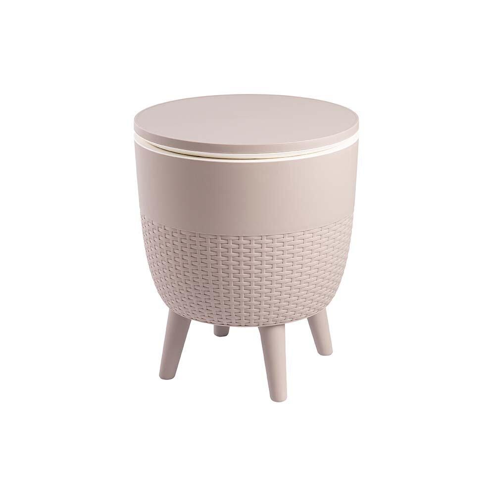 Cancun 2-in-1 Outdoor Cooler Side Table, Taupe, large
