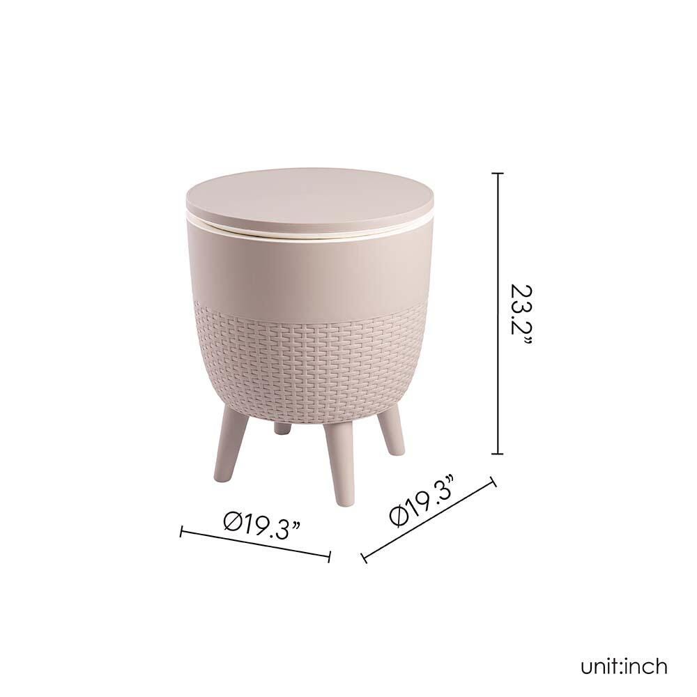 Cancun 2-in-1 Outdoor Cooler Side Table, Taupe, large