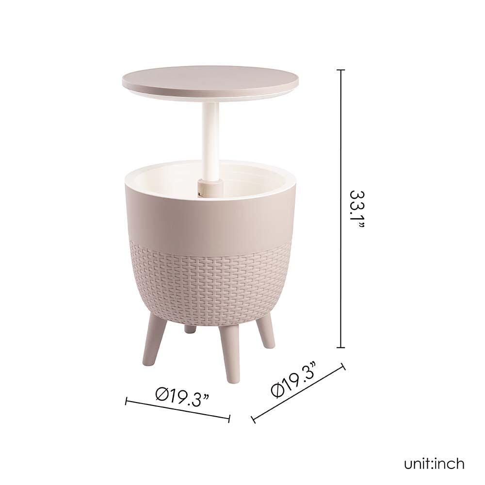 Cancun 2-in-1 Outdoor Cooler Side Table, Taupe, large