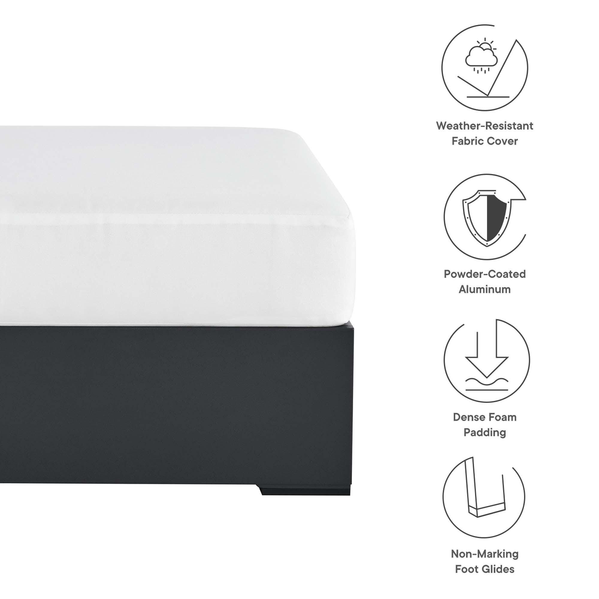Modway Tahoe Outdoor Ottoman, Gray/White, large