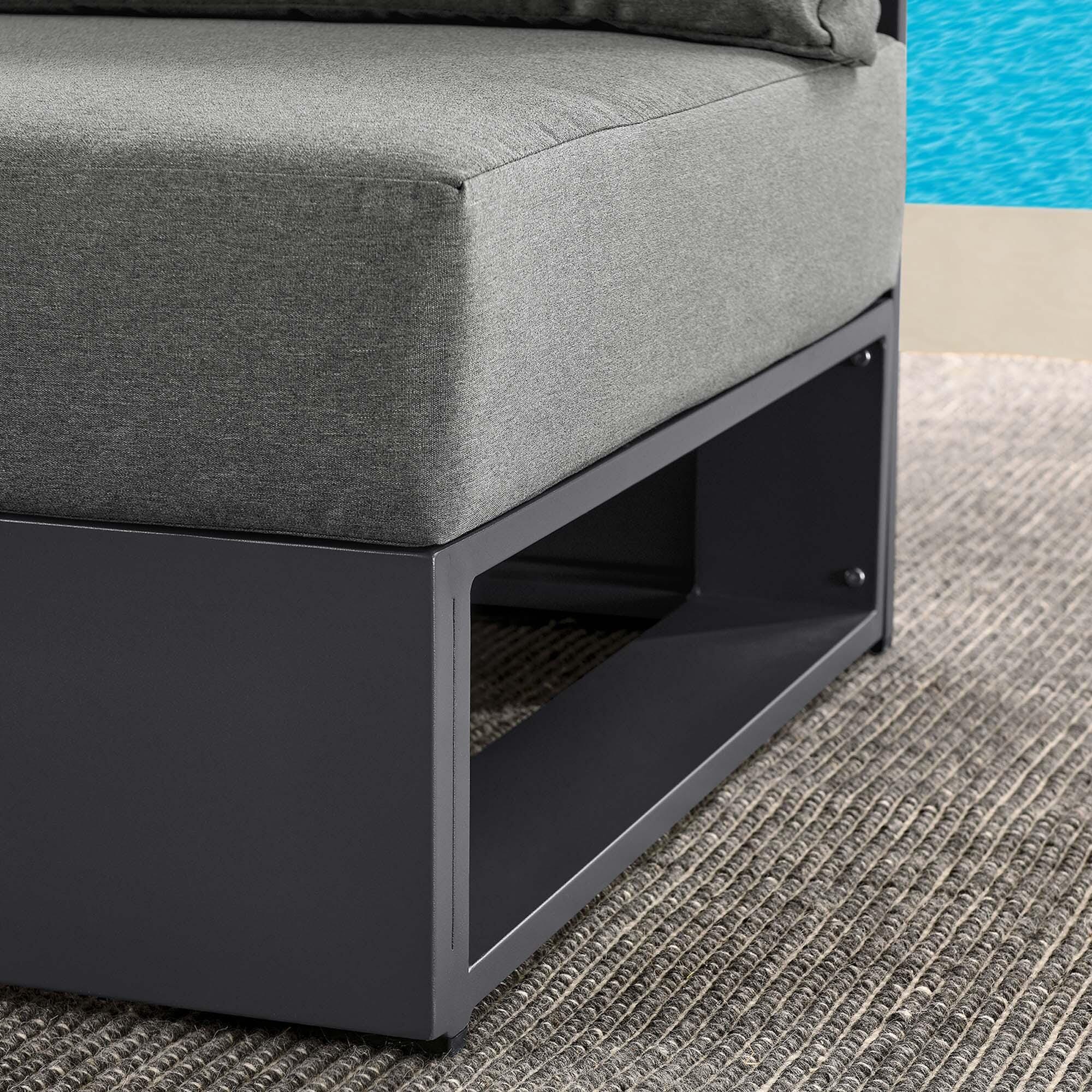 Modway Tahoe Outdoor Armless Chair, Gray/Charcoal, large