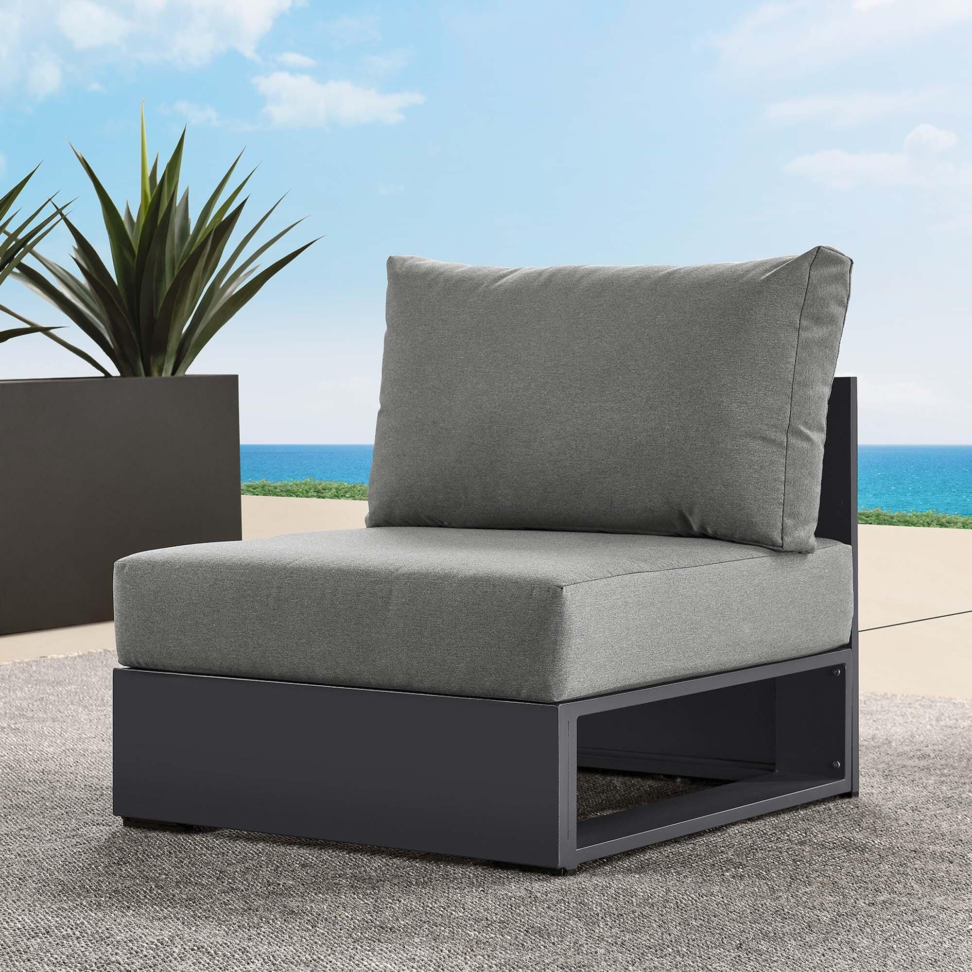 Modway Tahoe Outdoor Armless Chair, Gray/Charcoal, large