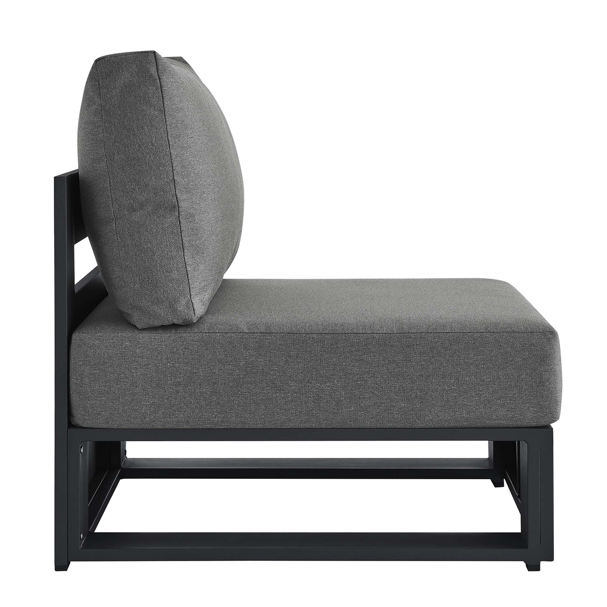 Modway Tahoe Outdoor Armless Chair, Gray/Charcoal, large