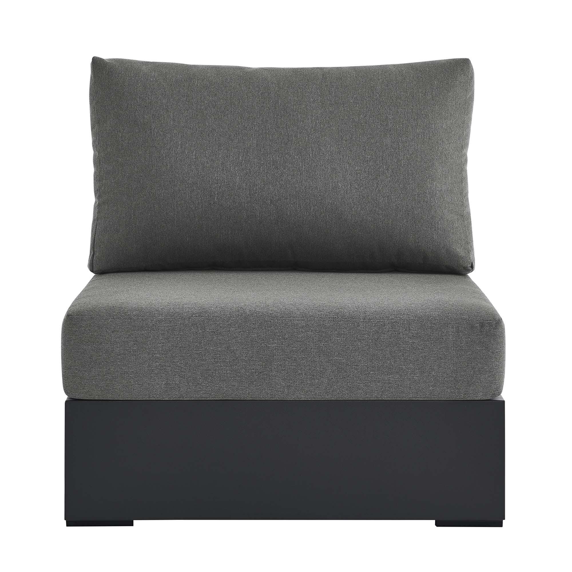 Modway Tahoe Outdoor Armless Chair, Gray/Charcoal, large