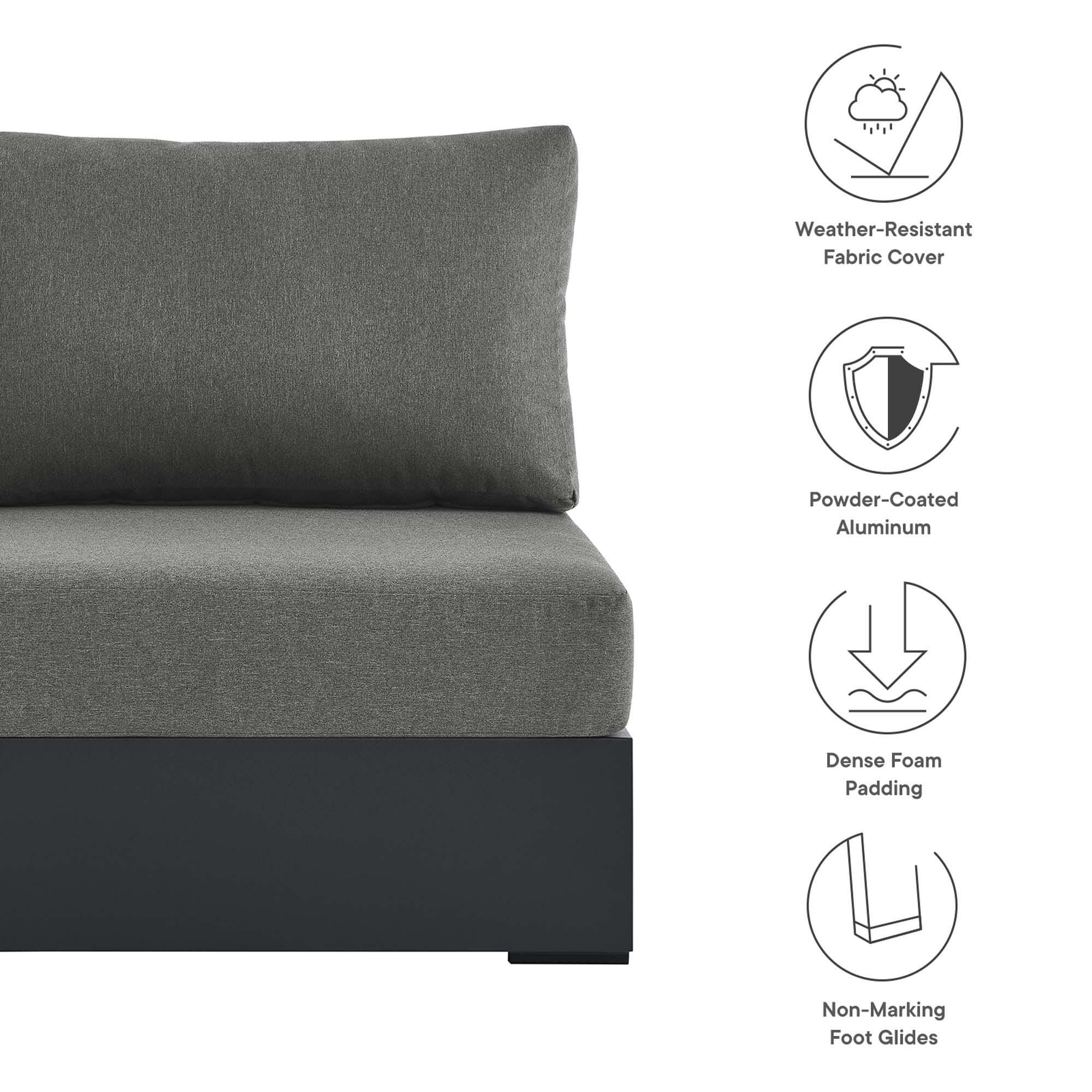 Modway Tahoe Outdoor Armless Chair, Gray/Charcoal, large
