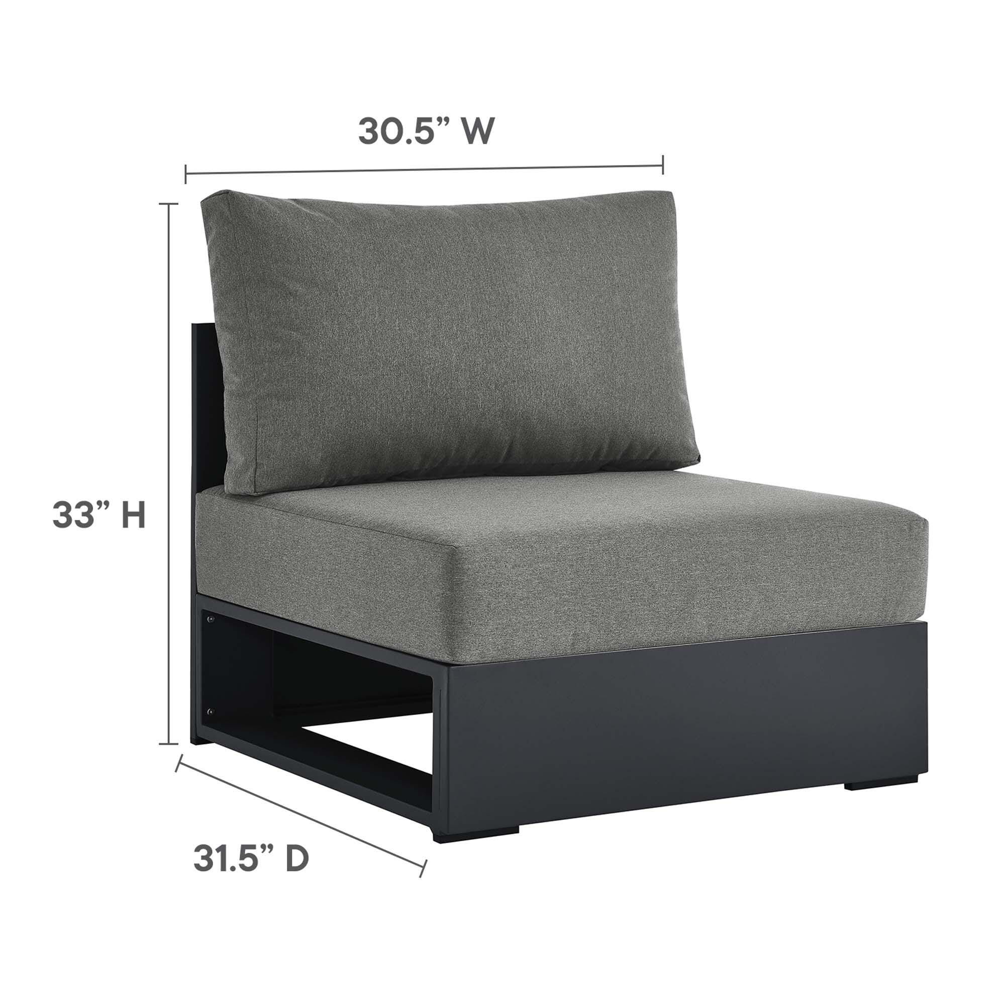 Modway Tahoe Outdoor Armless Chair, Gray/Charcoal, large