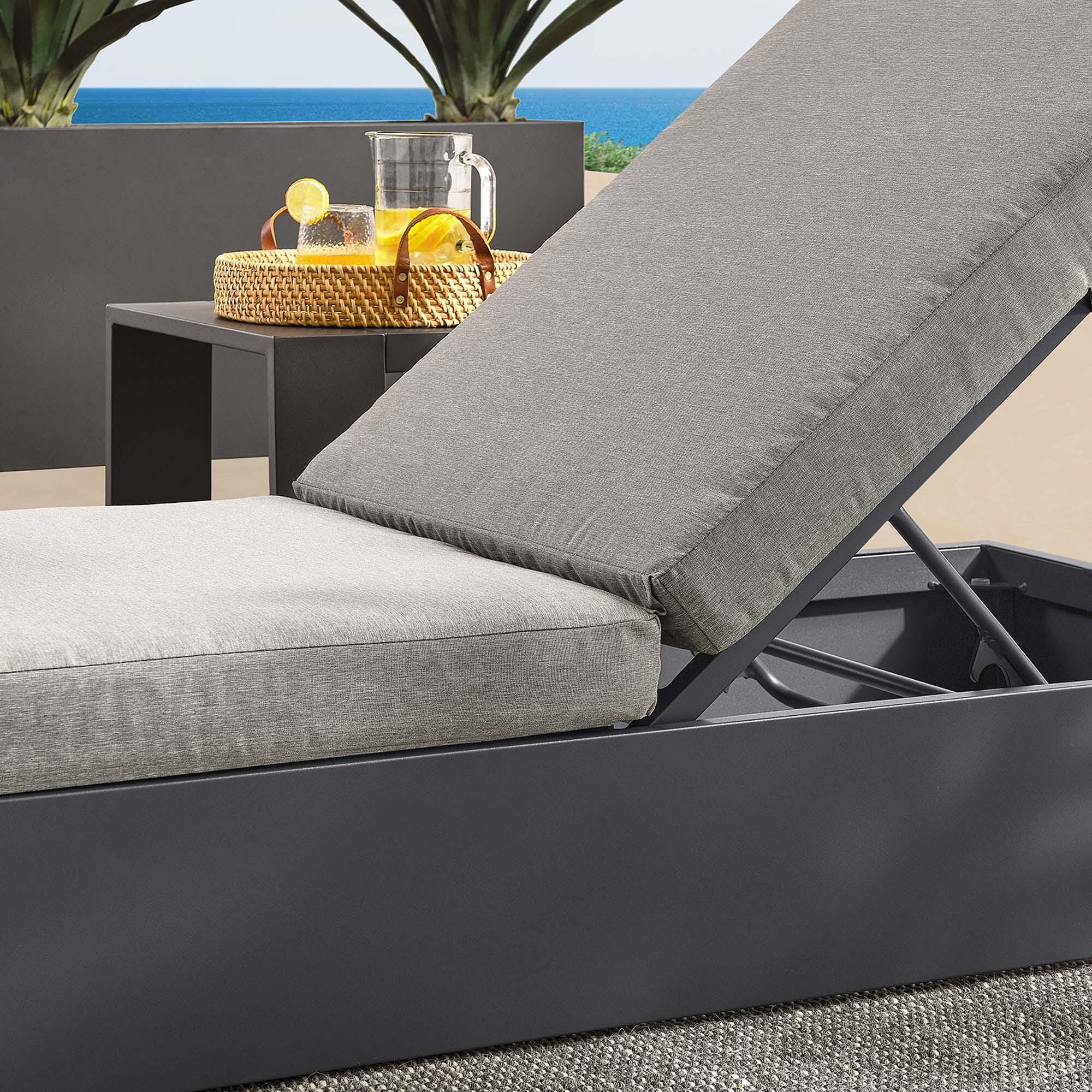 Modway Tahoe Outdoor Chaise Lounge, Gray/Gray, large