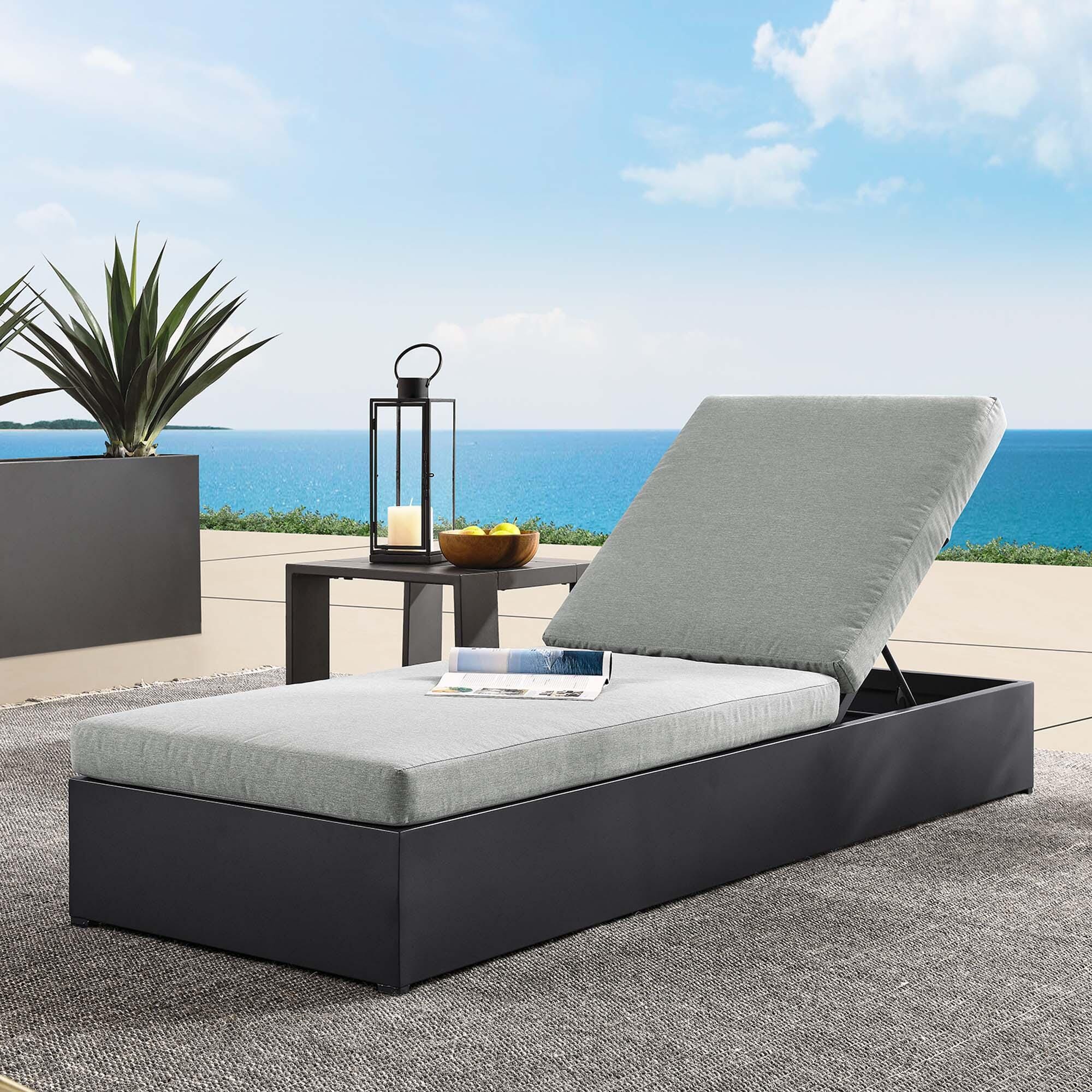 Modway Tahoe Outdoor Chaise Lounge, Gray/Gray, large