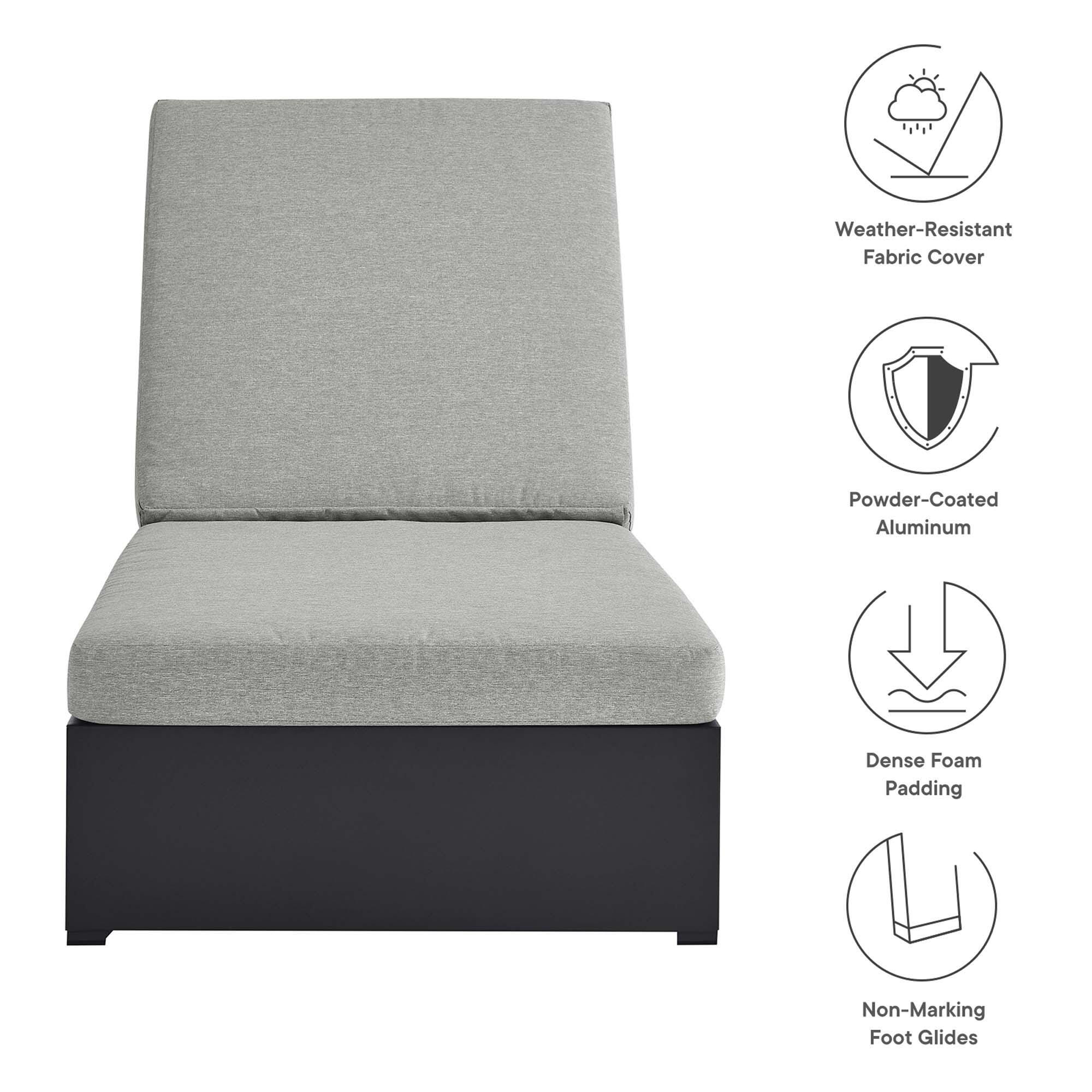Modway Tahoe Outdoor Chaise Lounge, Gray/Gray, large