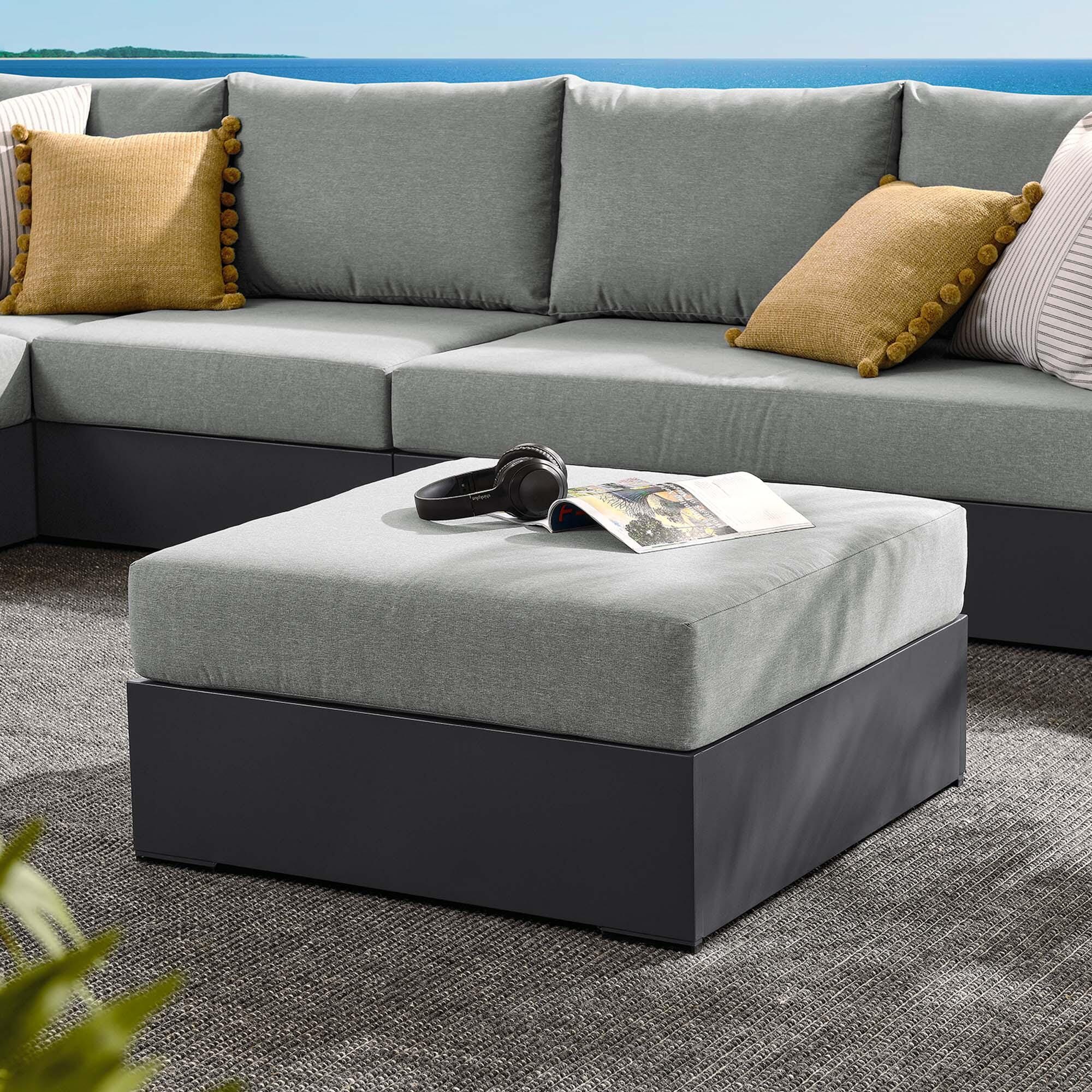 Modway Tahoe Outdoor Ottoman, Gray/Gray, large