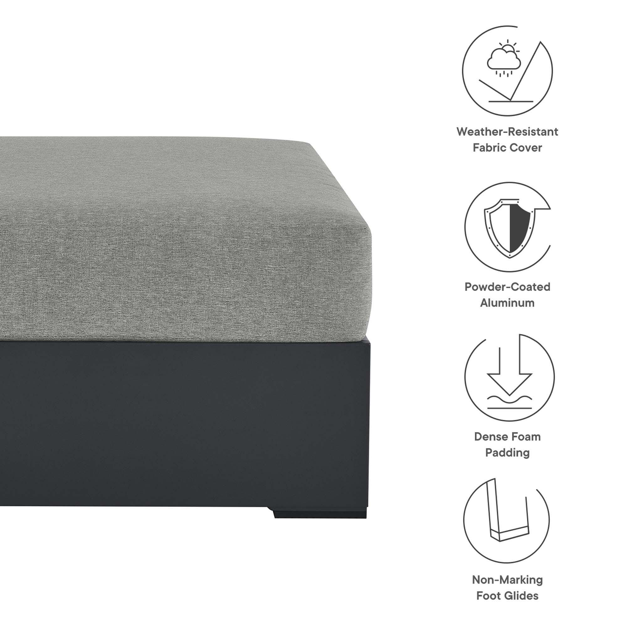 Modway Tahoe Outdoor Ottoman, Gray/Gray, large