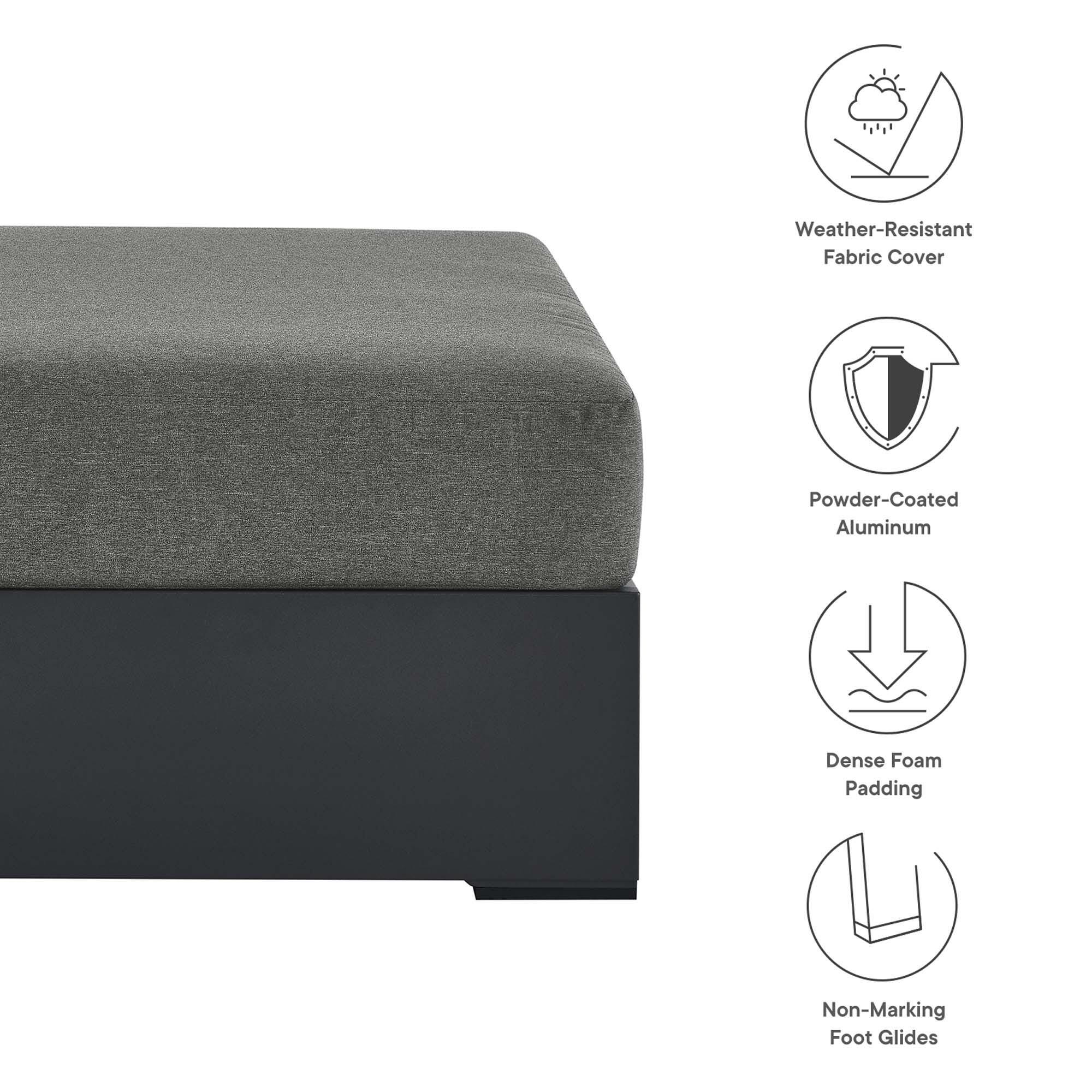 Modway Tahoe Outdoor Ottoman, Gray/Charcoal, large