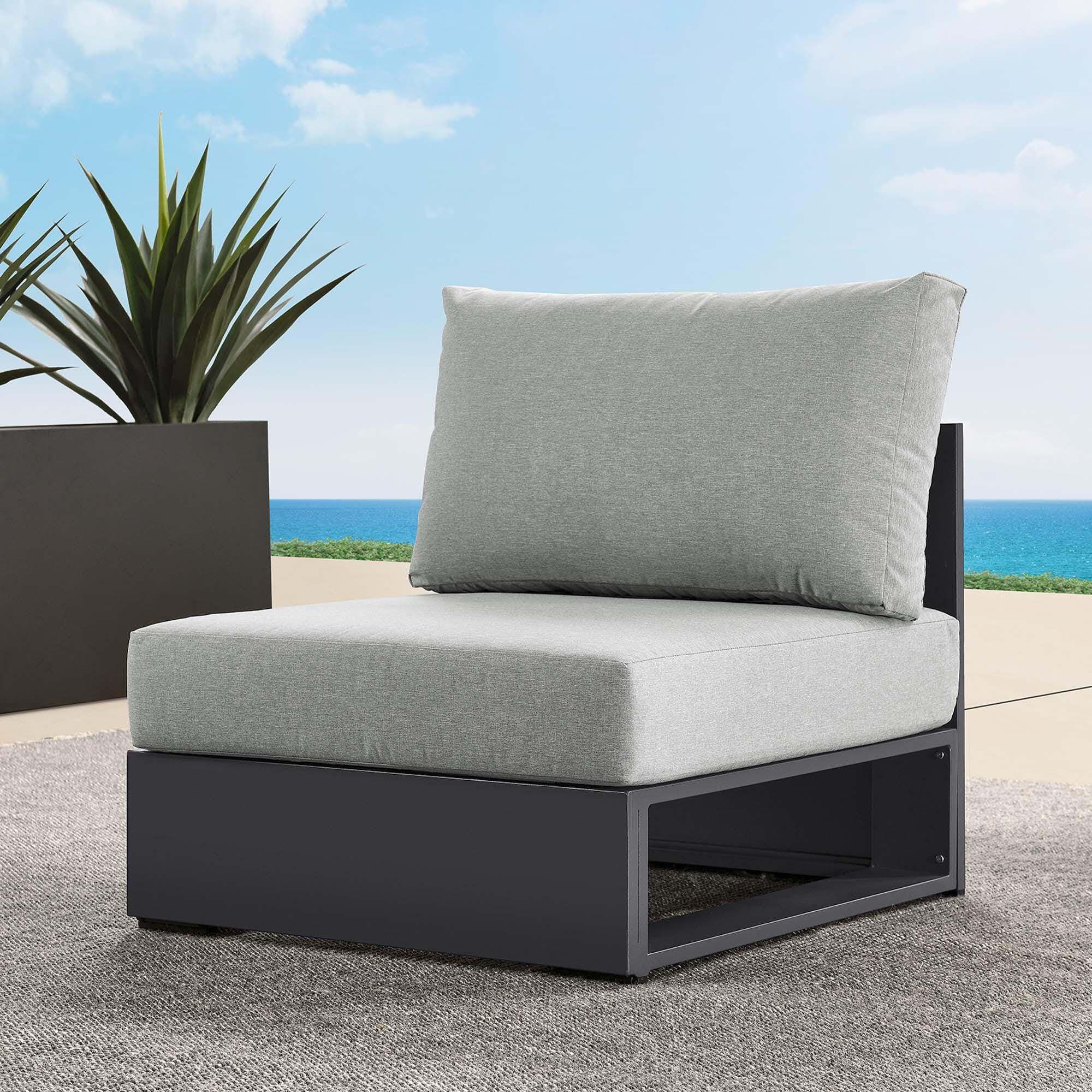 Modway Tahoe Outdoor Armless Chair, Gray/Gray, large